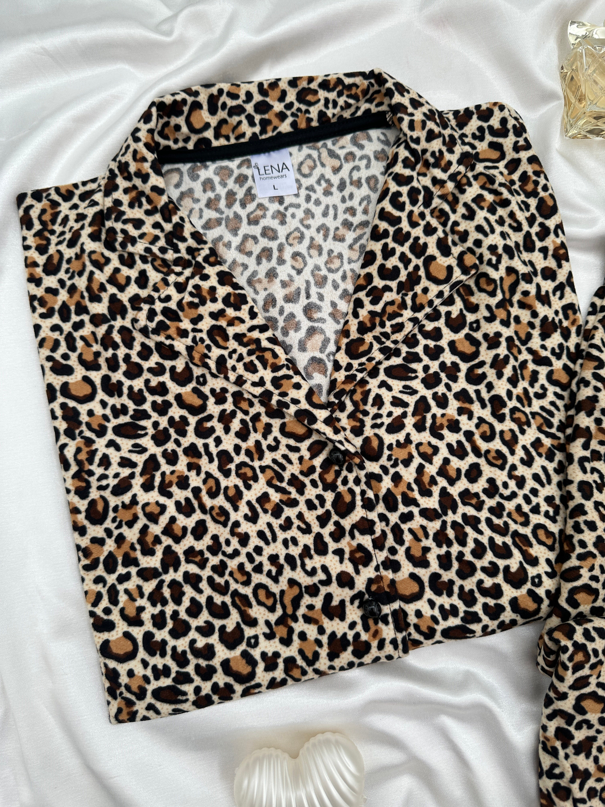 Leopar Desenli Termosoft Pijama Takımı