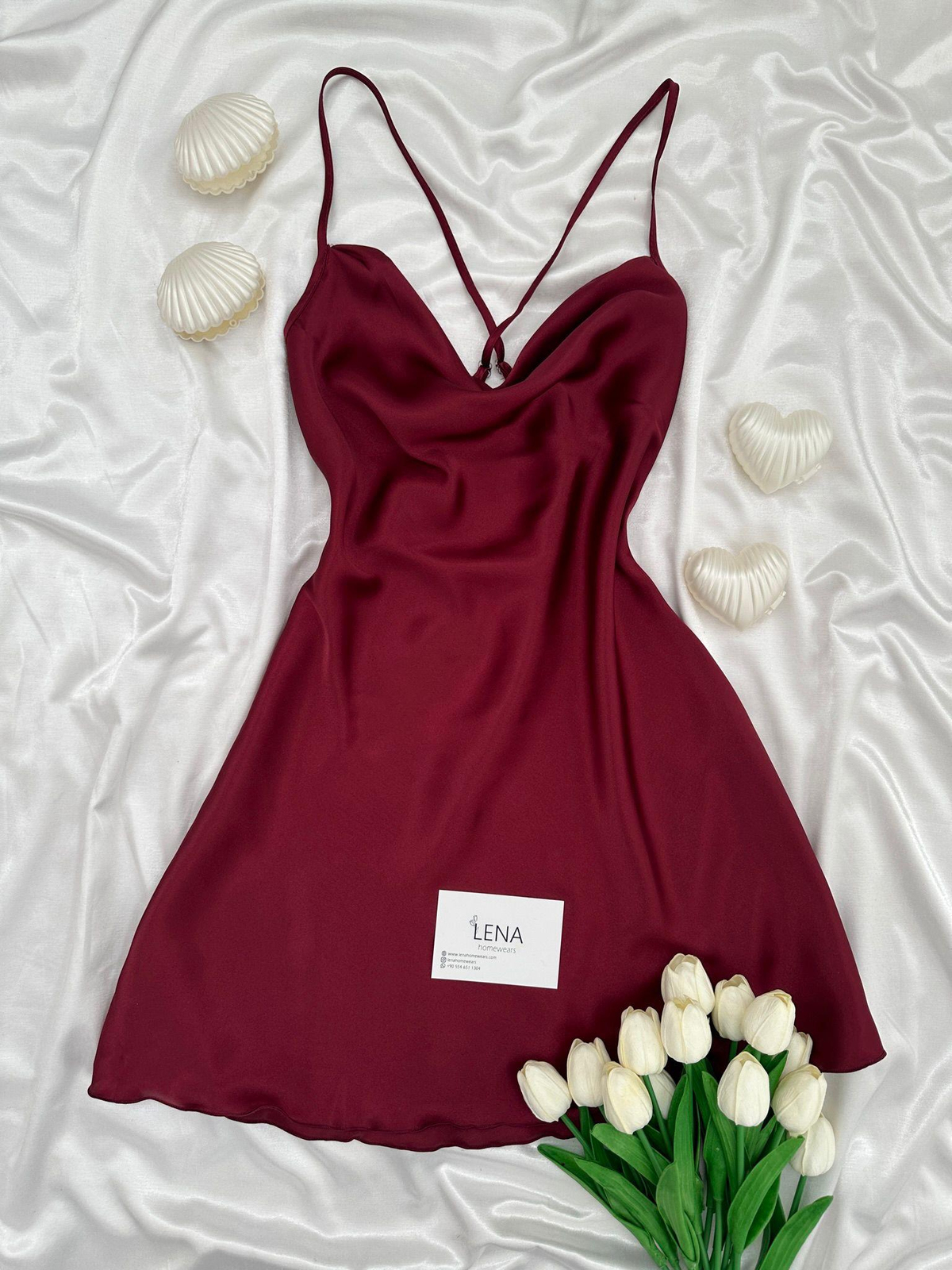 Luxury Chane Bordo ikili Gecelik & Sabahlık Takımı 