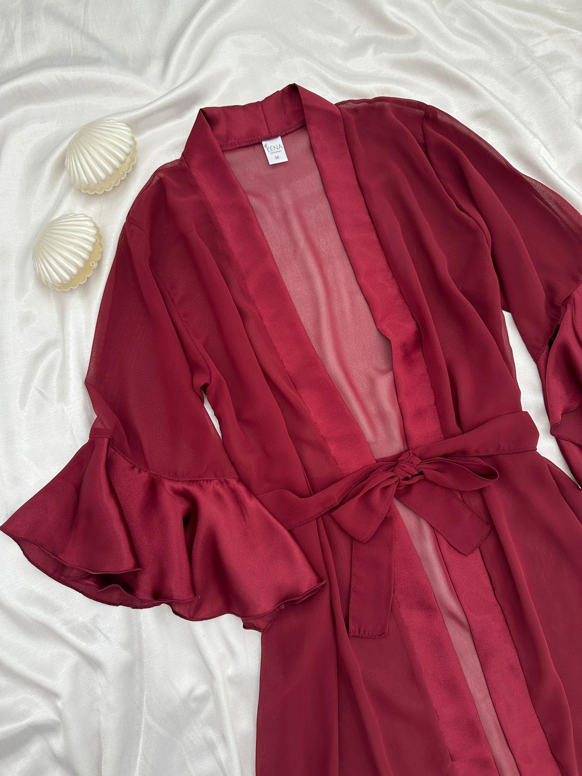 Luxury Chane Bordo ikili Gecelik & Sabahlık Takımı 