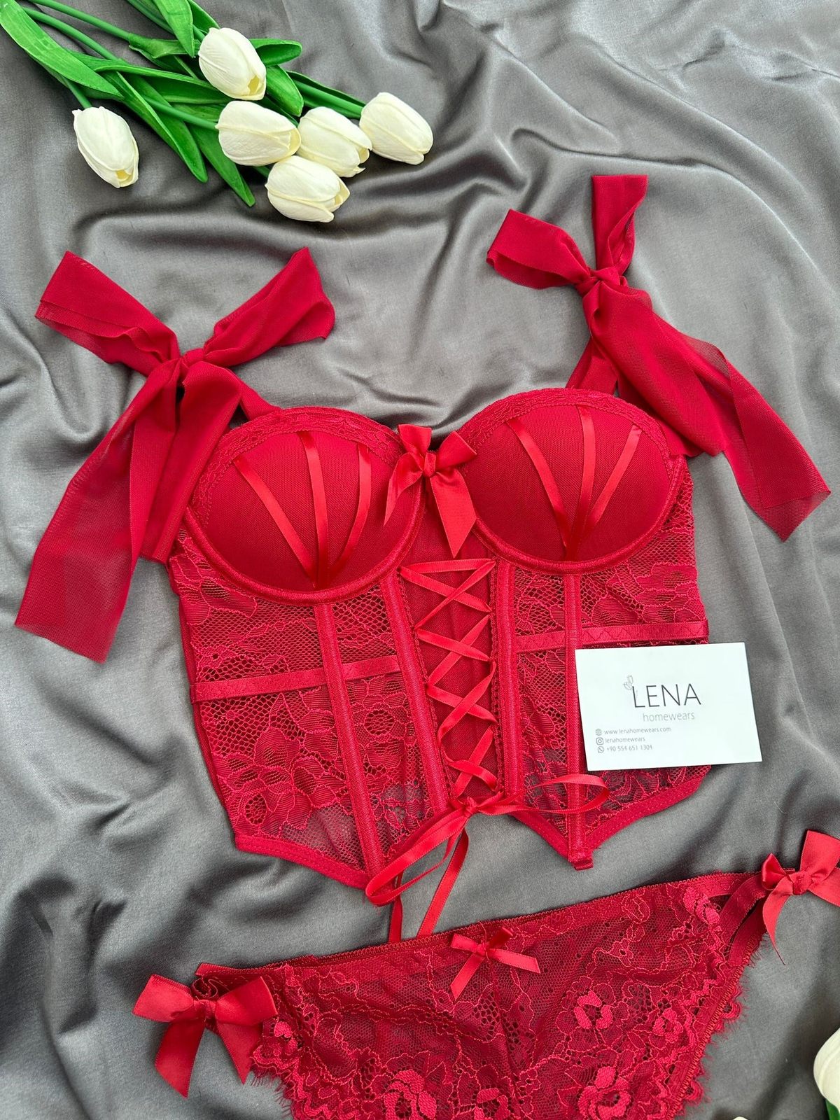 Marliyn Bordo Büstiyer Takımı