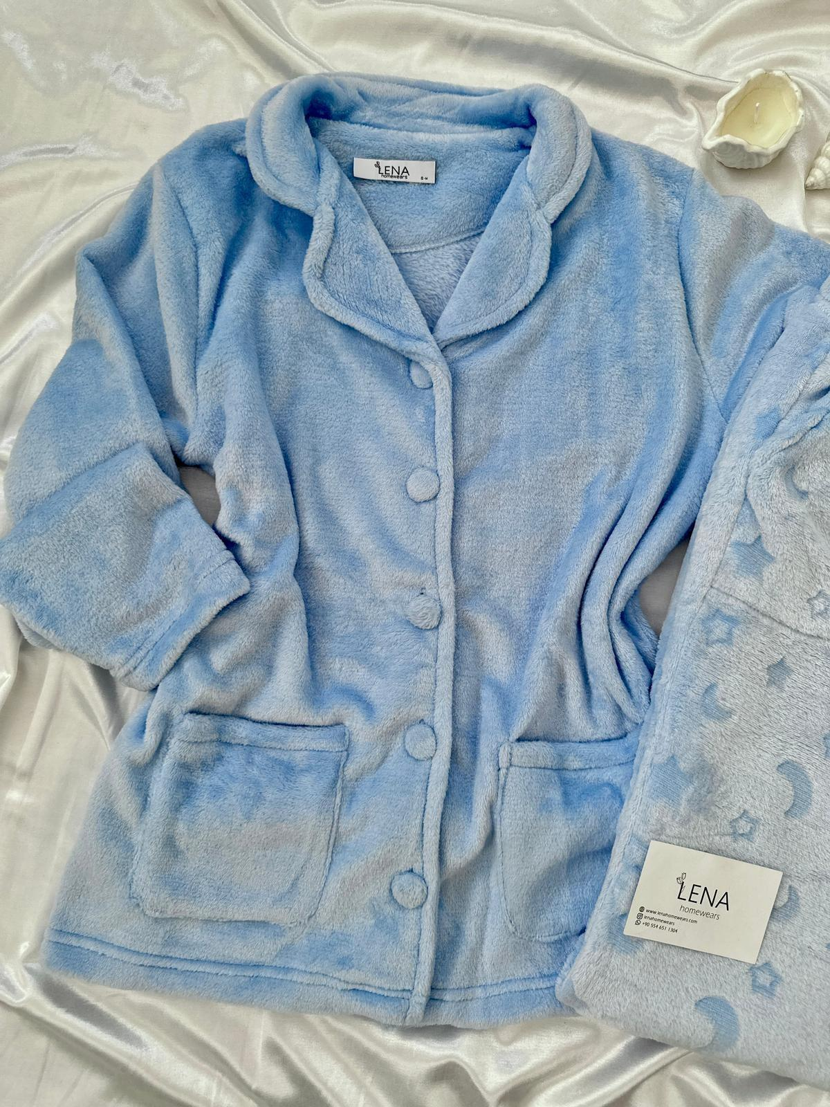 Mavi Yumoş Pijama Takımı 