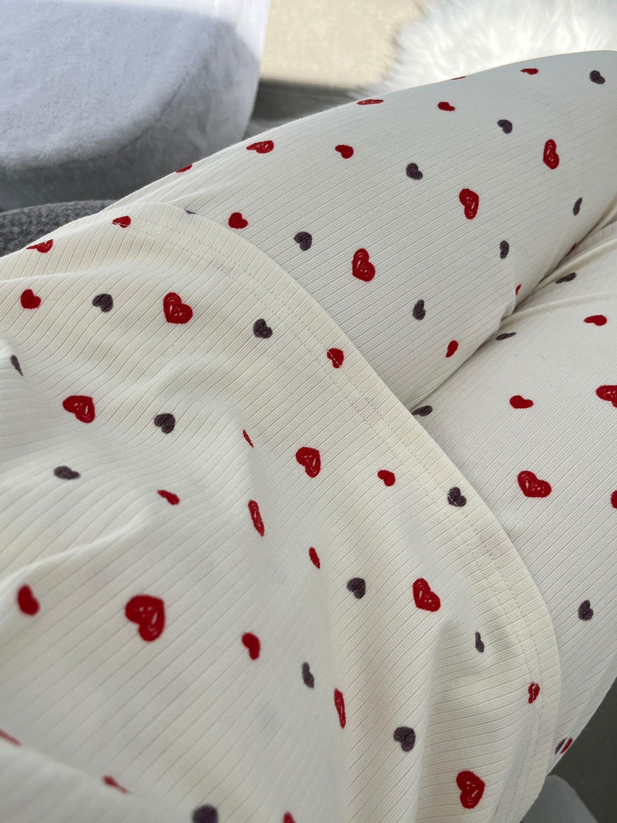 Merci Kalp ve Çiçek Desenli Dörtlü Pijama Seti