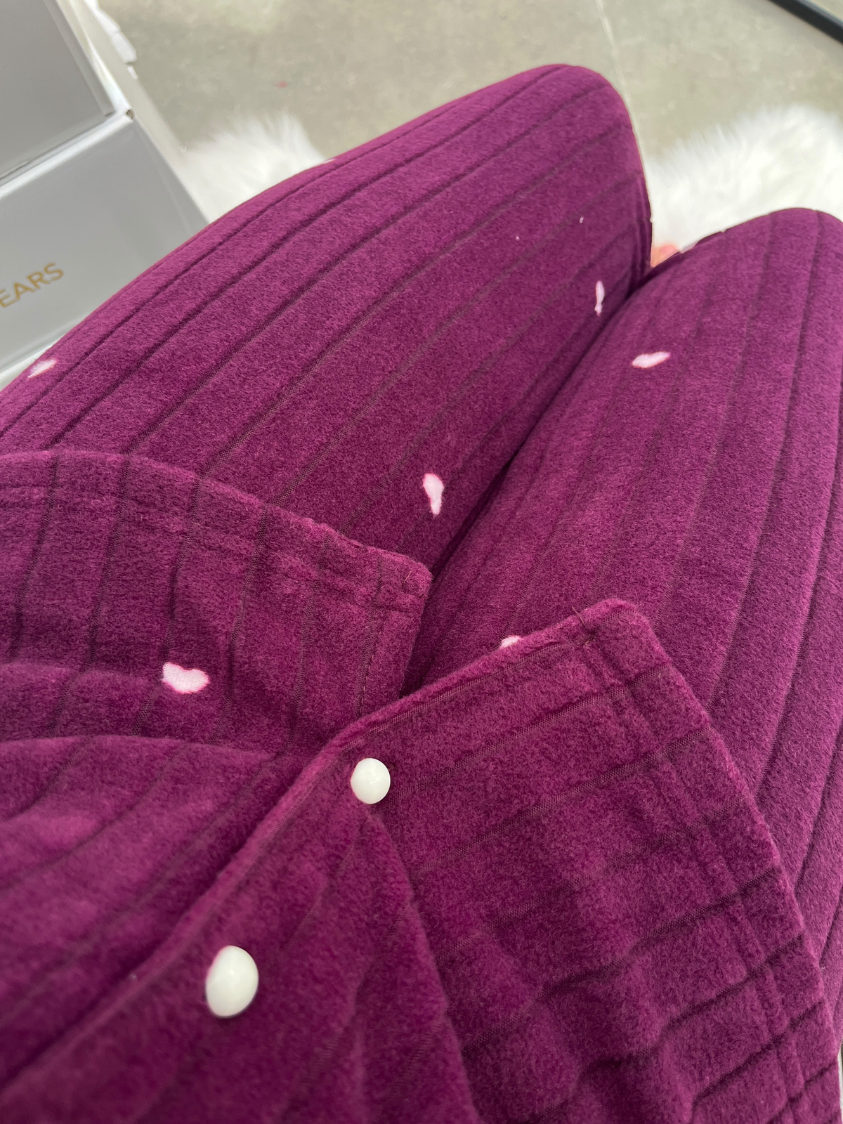 Mürdüm Kalp Desenli Peluş Pijama Takımı
