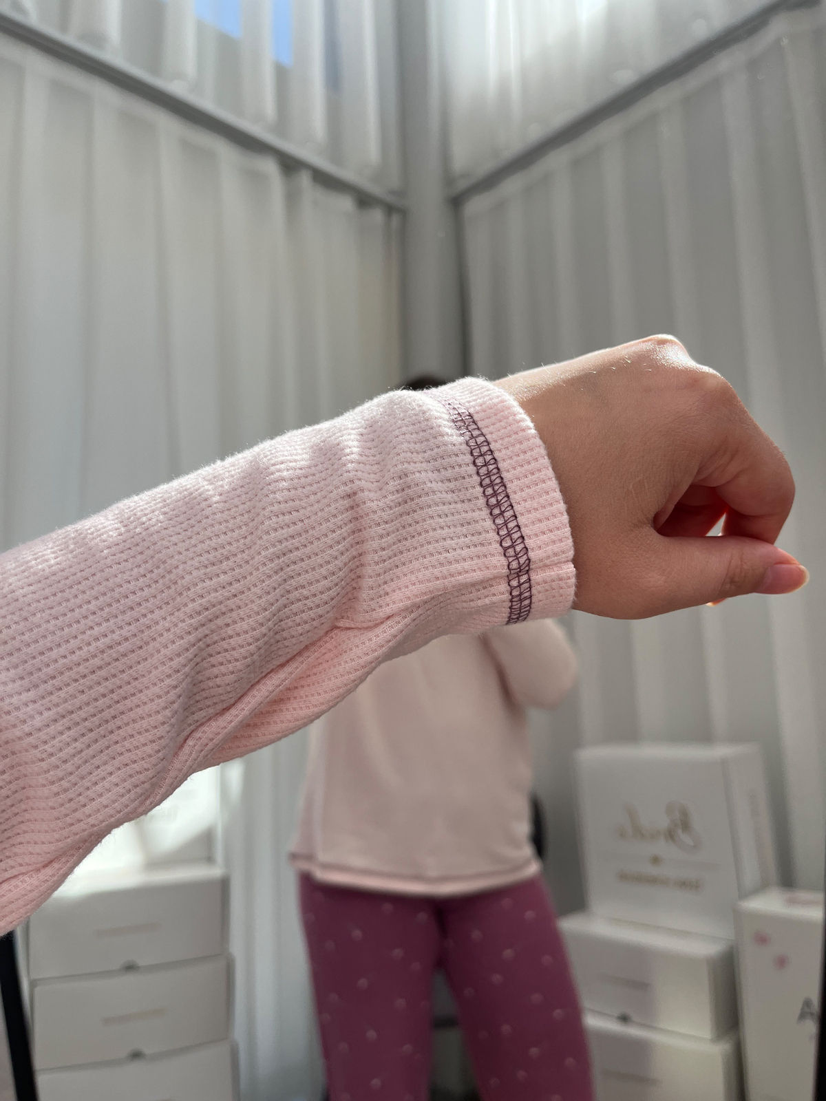 Mürdüm Lale İşlemeli 4'lü Waffle Pijama Takımı