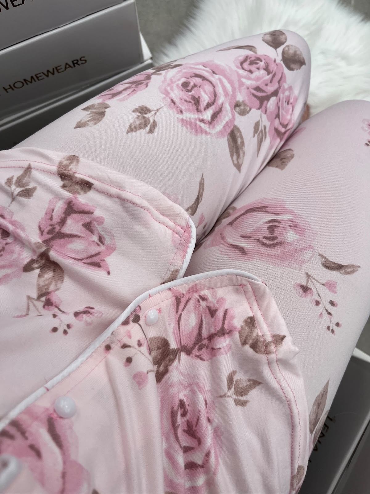 Pembe Gül Desenli Pudra Milan Uzun Kollu Pijama Takımı