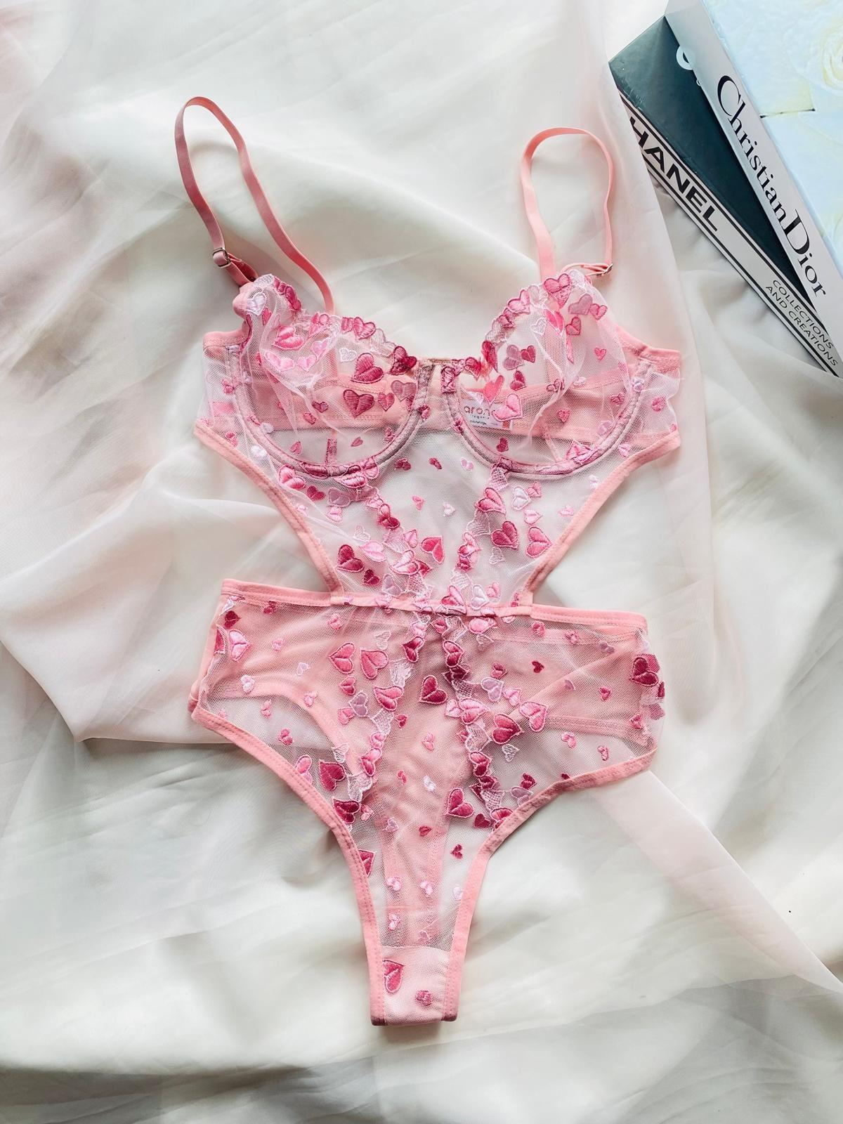 Pembe Kalp Bodysüit 