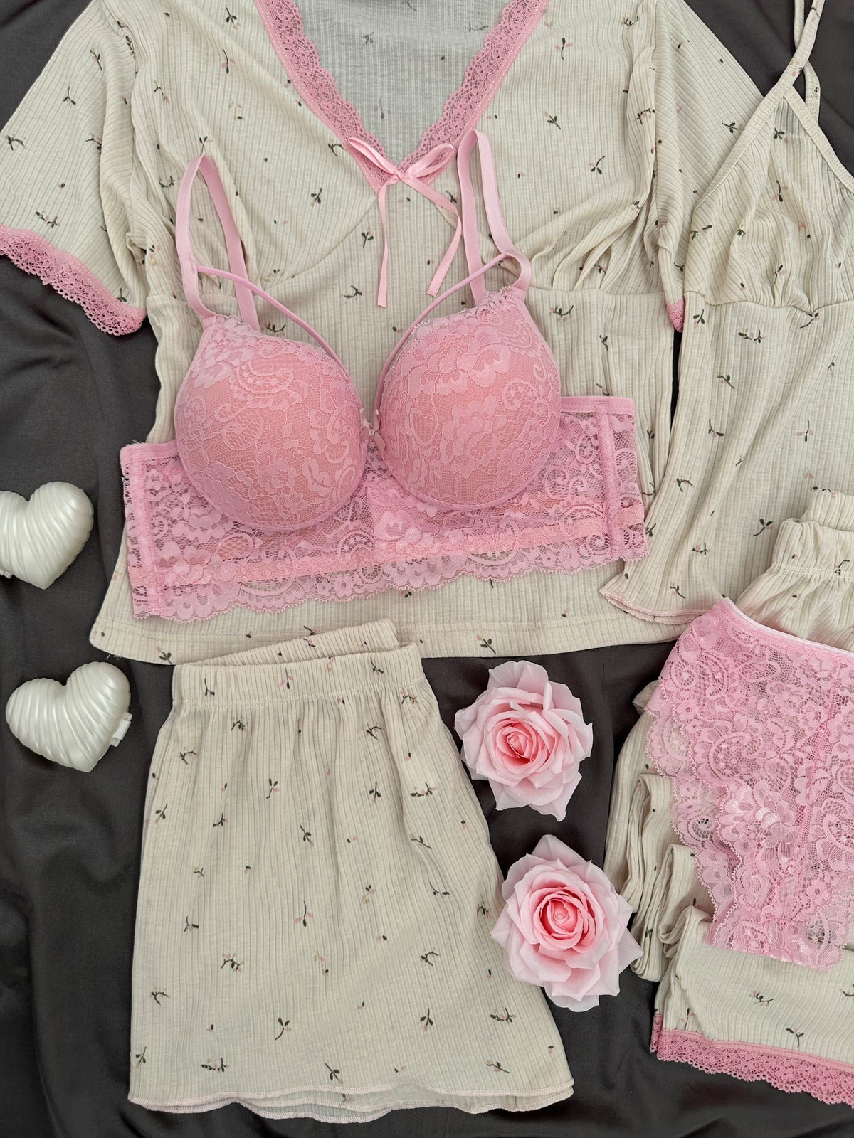 Pembiş Yaz 6'lı Pijama & Çamaşır Seti