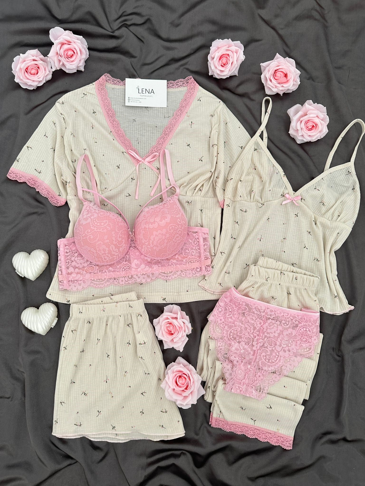 Pembiş Yaz 6'lı Pijama & Çamaşır Seti