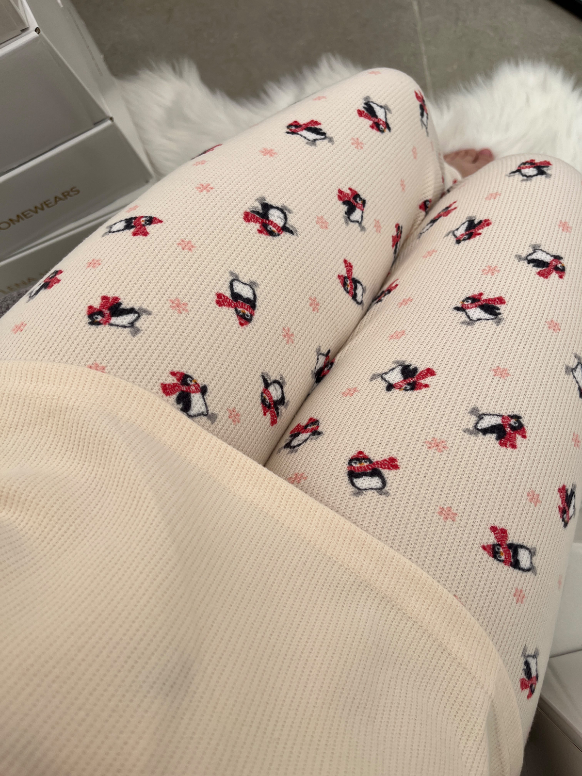 Penguen İşlemeli 4'lü Waffle Pijama Takımı