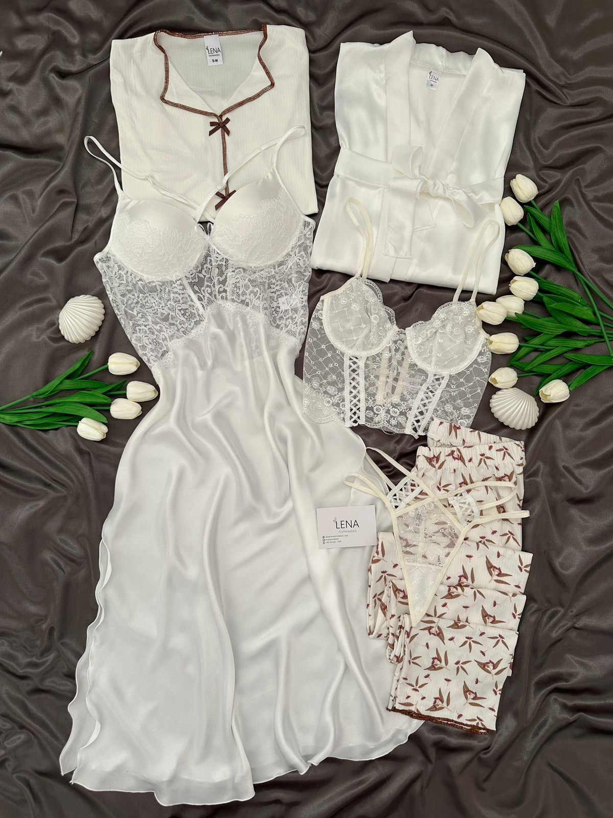 Serente Lüks Ekru 6'lı Kadın Çeyiz Seti