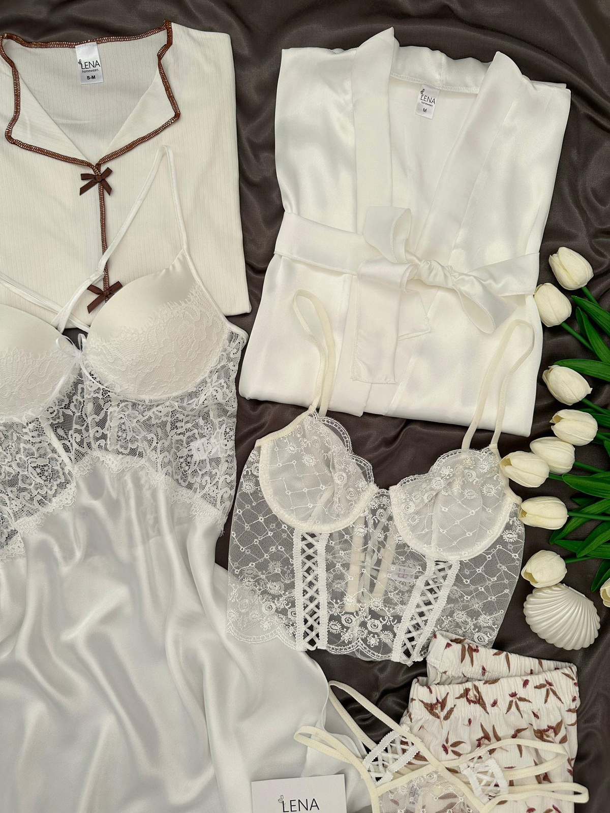 Serente Lüks Ekru 6'lı Kadın Çeyiz Seti