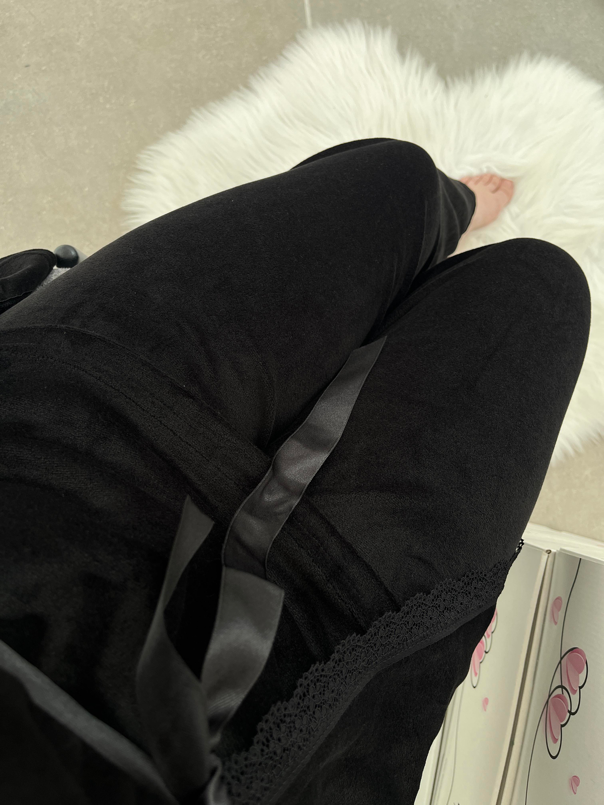 Siyah Kadife Sabahlıklı Kadın Pijama Takımı