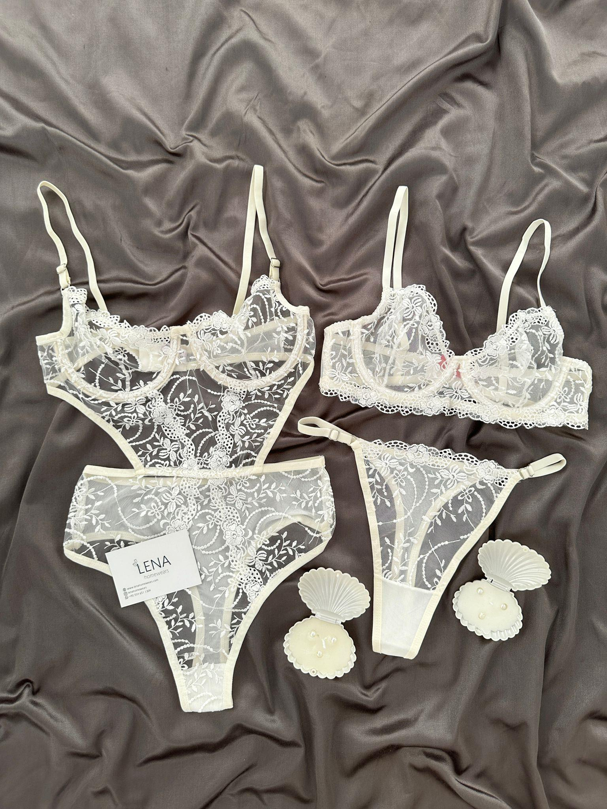 Sofla Ekru Üçlü İç Çamaşır Seti 