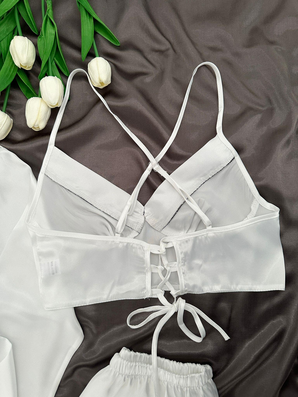 Timeless White Şortlu Sabahlıklı 3'lü Premium Takım
