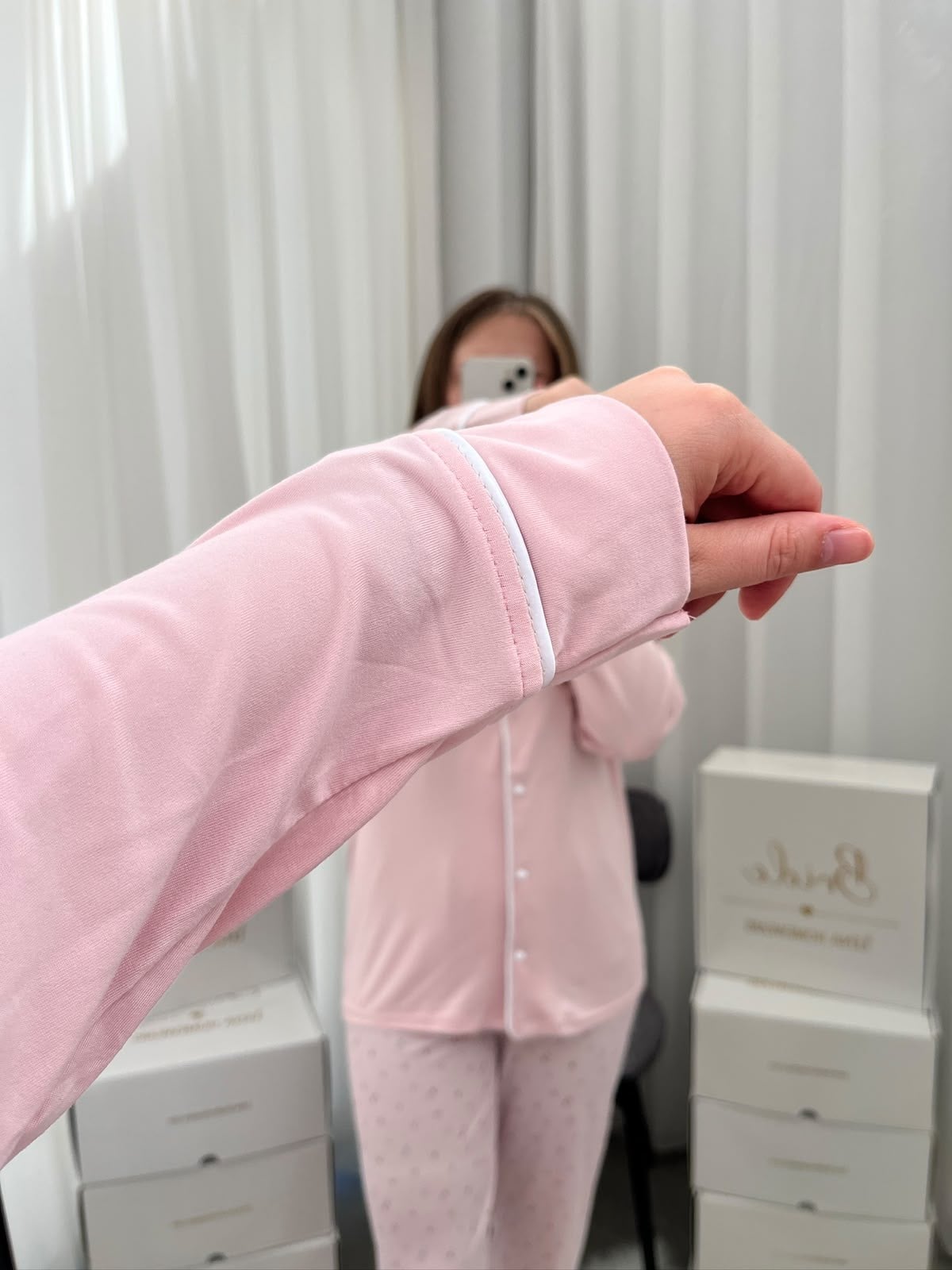 Üçgen Desenli Pembe Milan Uzun Kollu Pijama Takımı