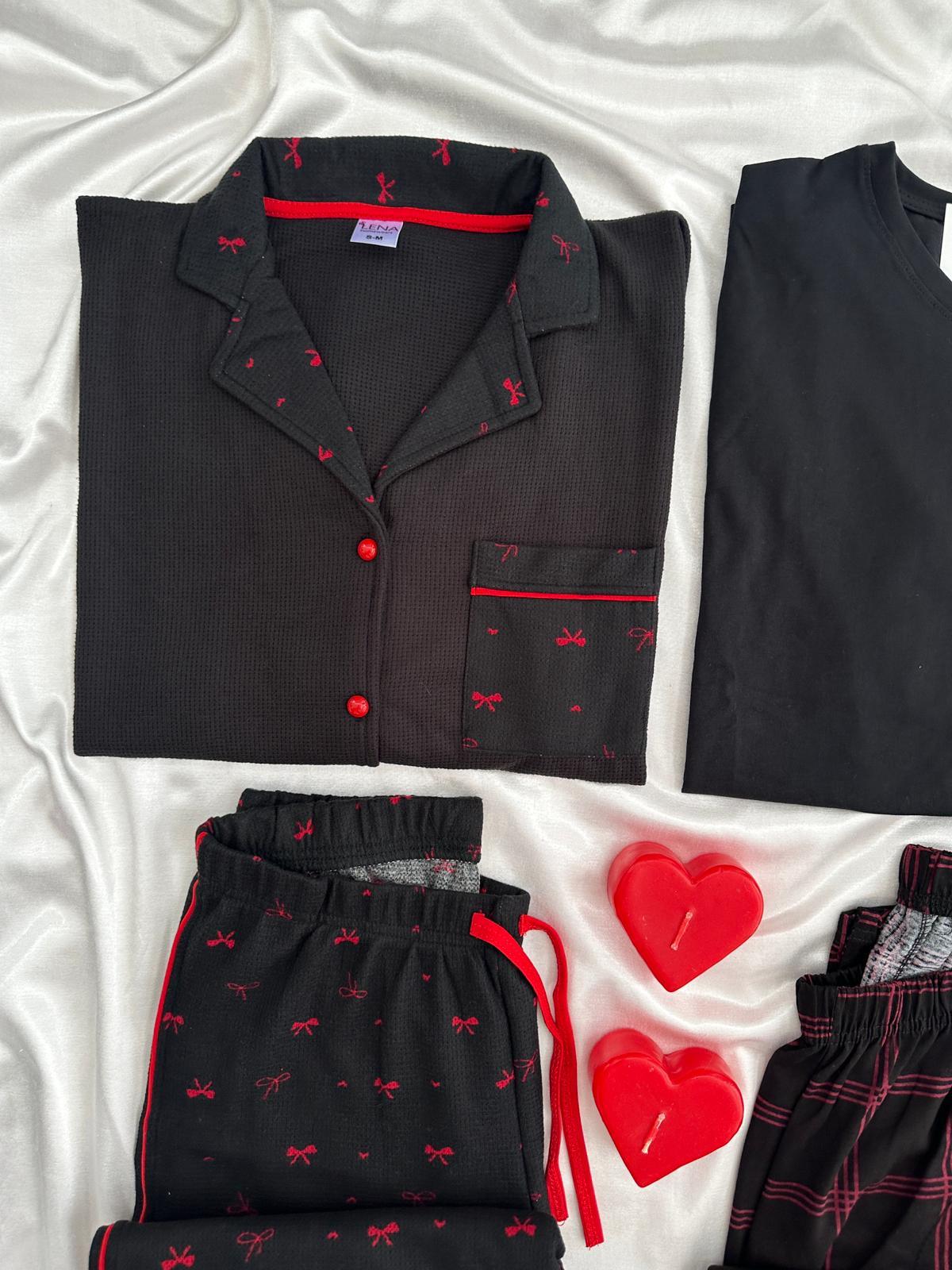 Yeniyıl Ruhu 4 Parça Çift Pijama Seti