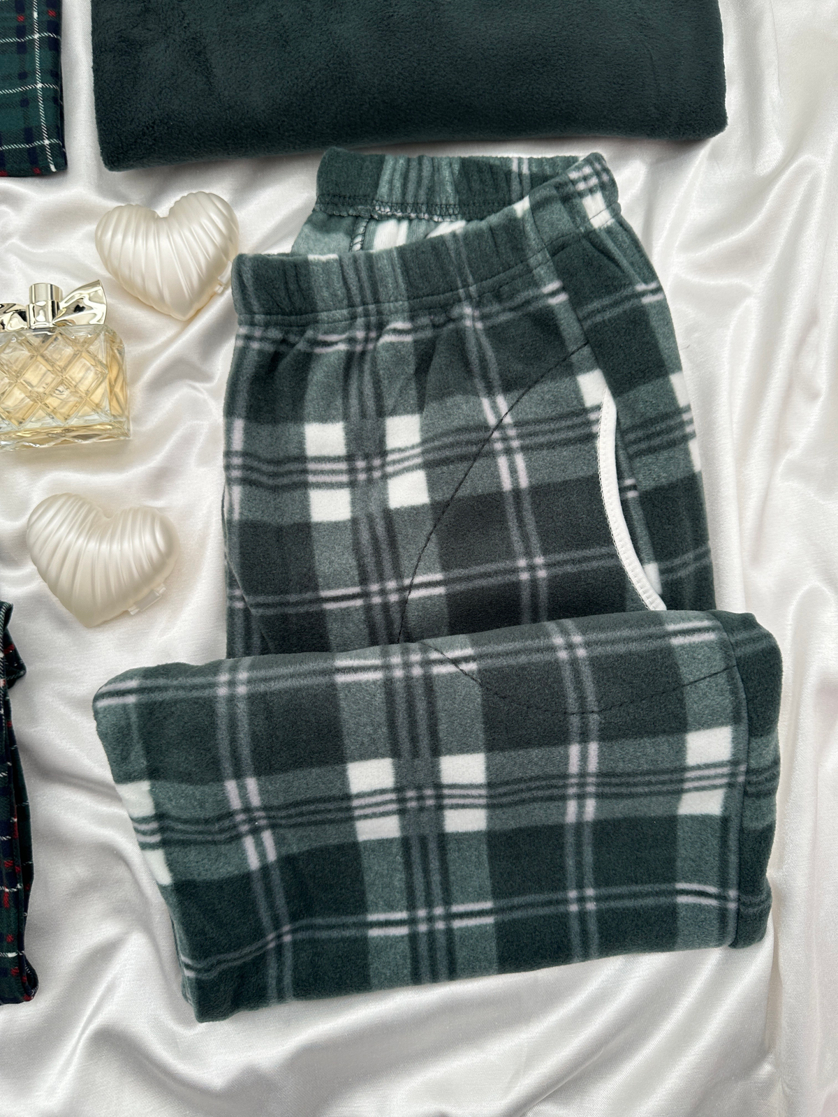 Yeşil Ekose Günlük Rahat Sevgili Çift Uzun Kollu Pijama Takımı (2'li Set)