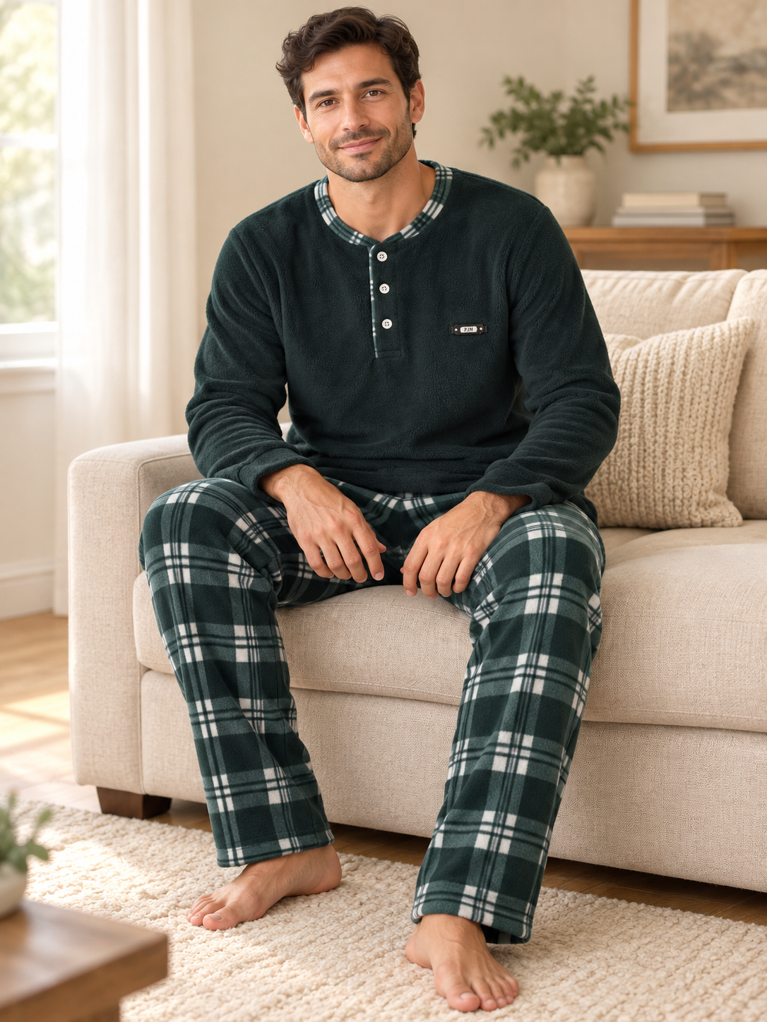 Zümrüt Polar Erkek Uzun kollu Pijama Takımı