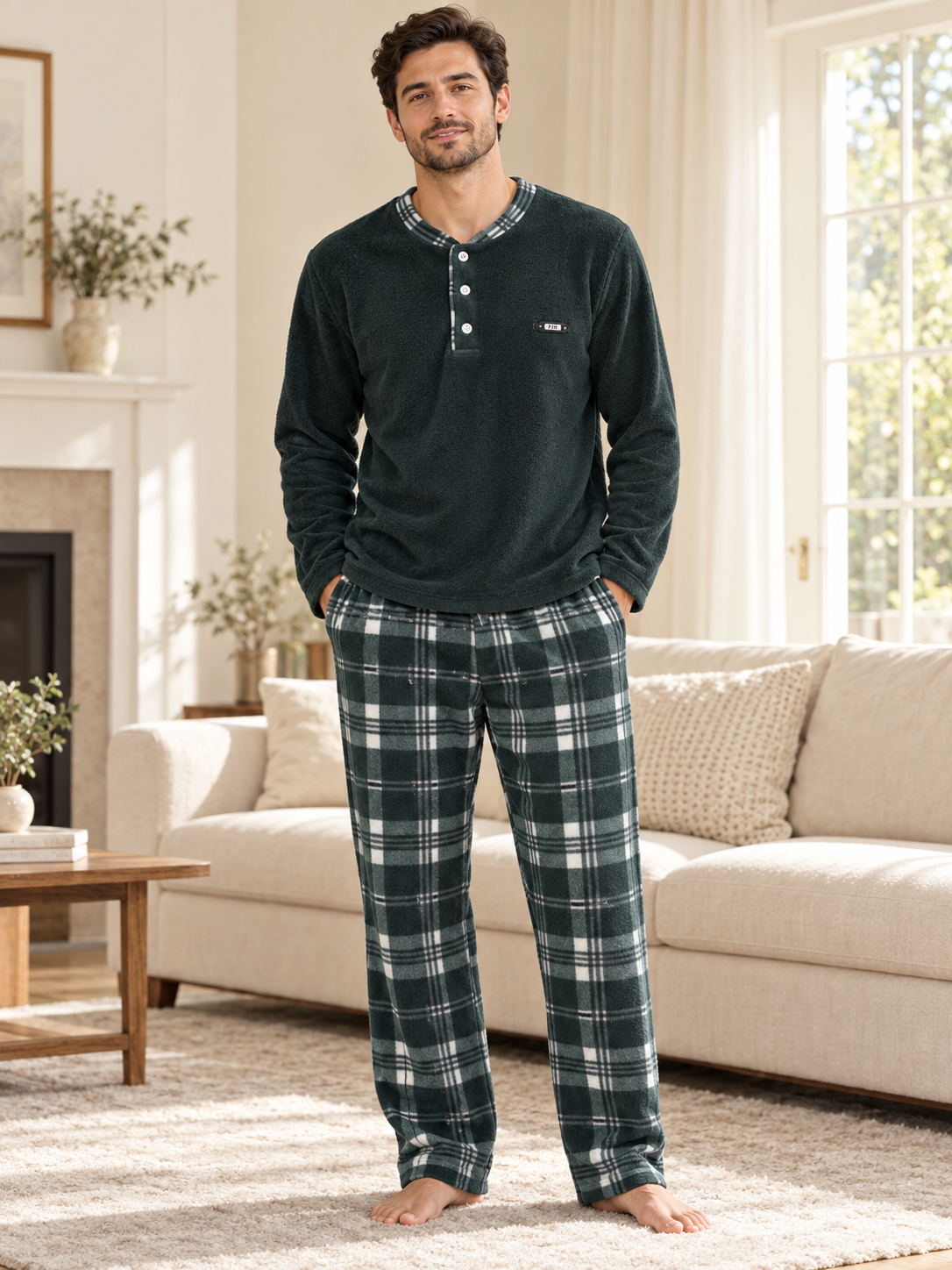 Zümrüt Polar Erkek Uzun kollu Pijama Takımı