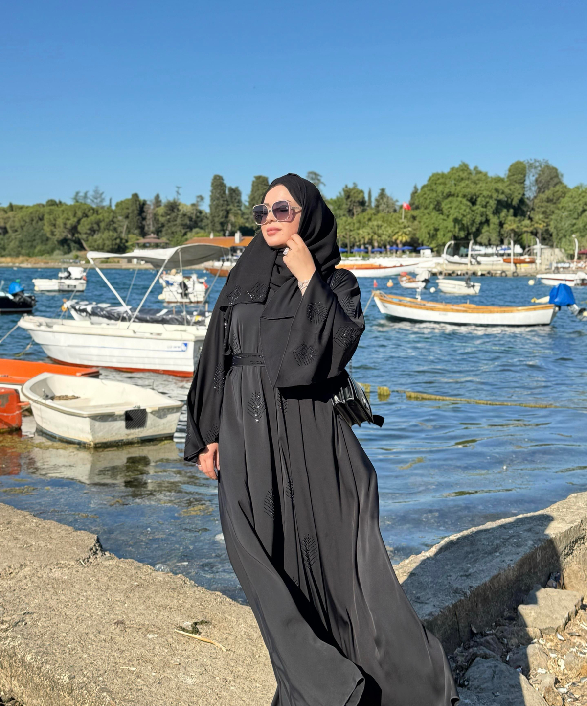 Şal kuşak abaya 3'lü takım