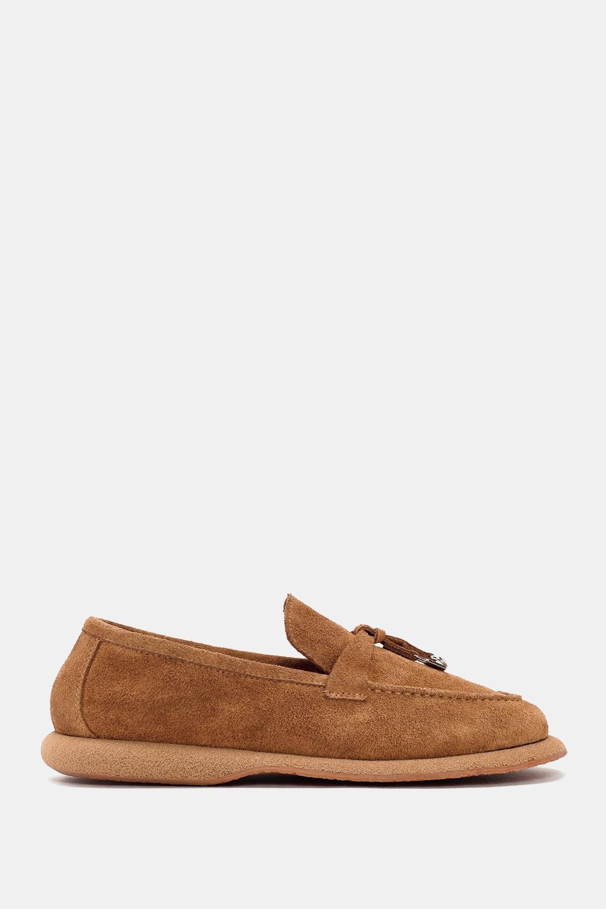 Aden Kadın Camel Gerçek Süet Deri Loafer