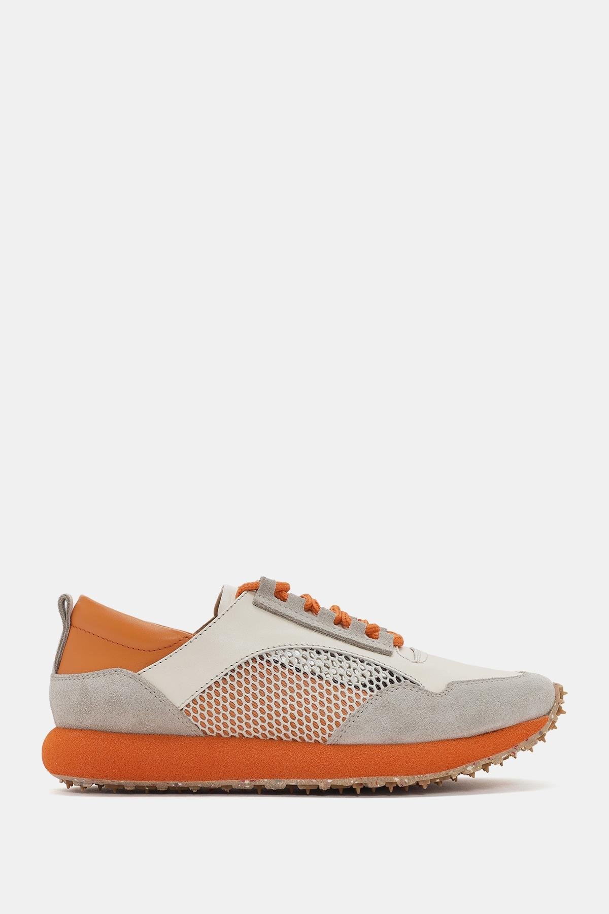 Northom Kadın Turuncu %100 Gerçek Deri  Fileli Sneaker