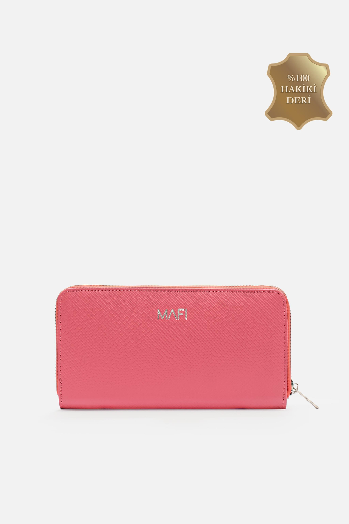 MAFI Masted %100 Hakiki Deri Açık Pembe Fermuarlı Kadın Cüzdan