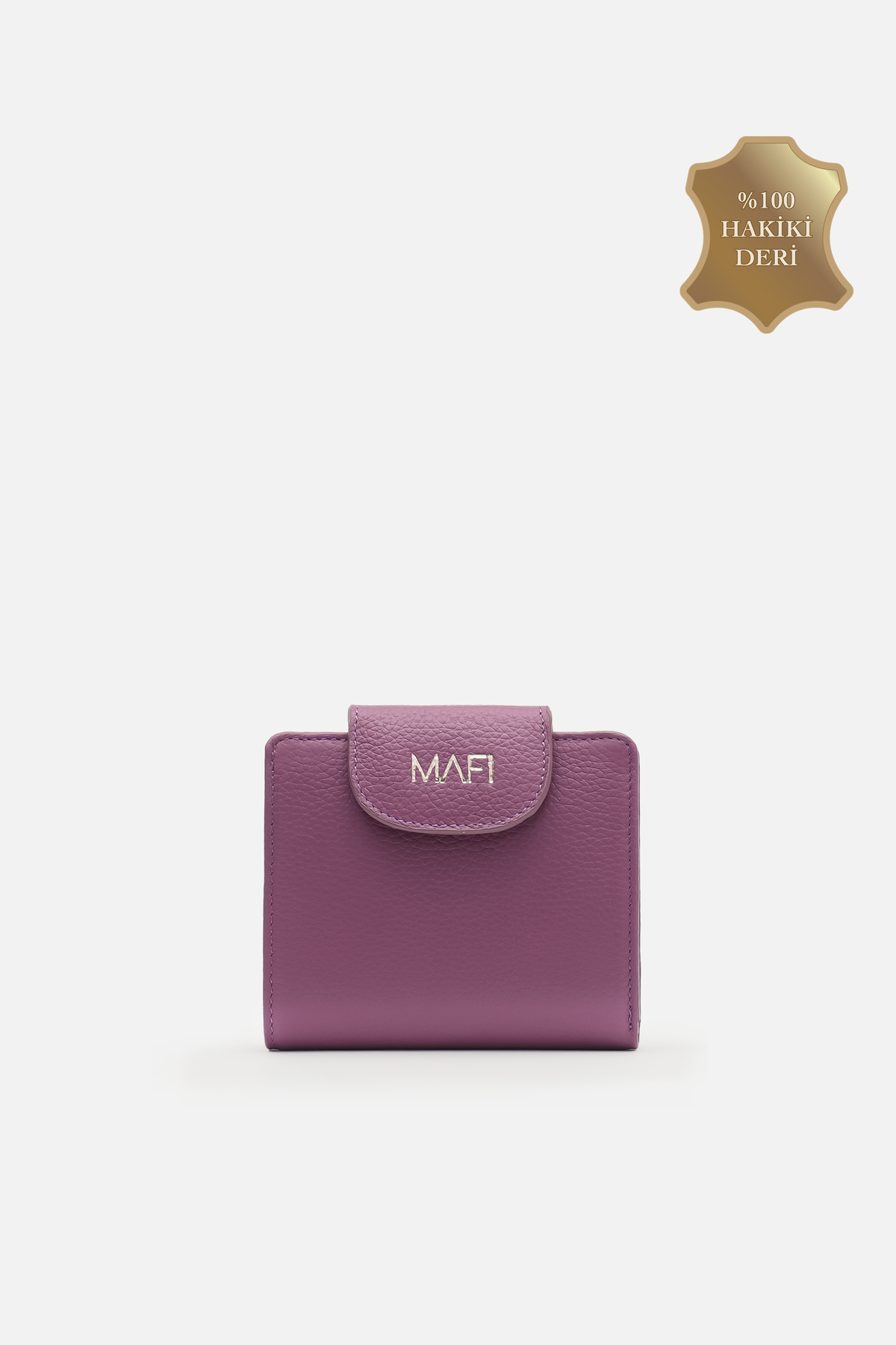 Mafi Nomed  %100 Doğal Mor Deri Kompakt Cüzdan – 11×10 cm