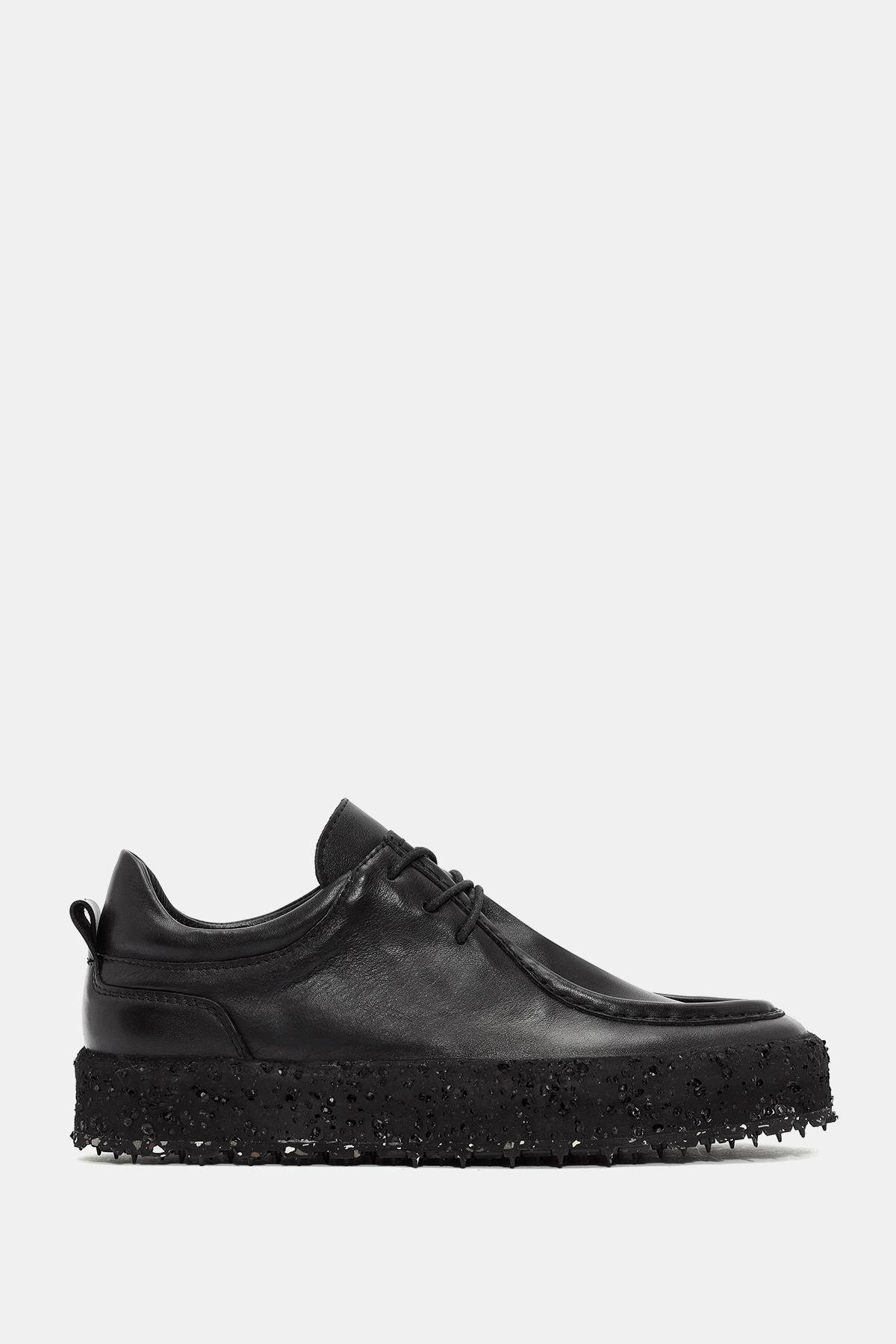 Paris Kadın Siyah Gerçek Cilt Deri Sneaker