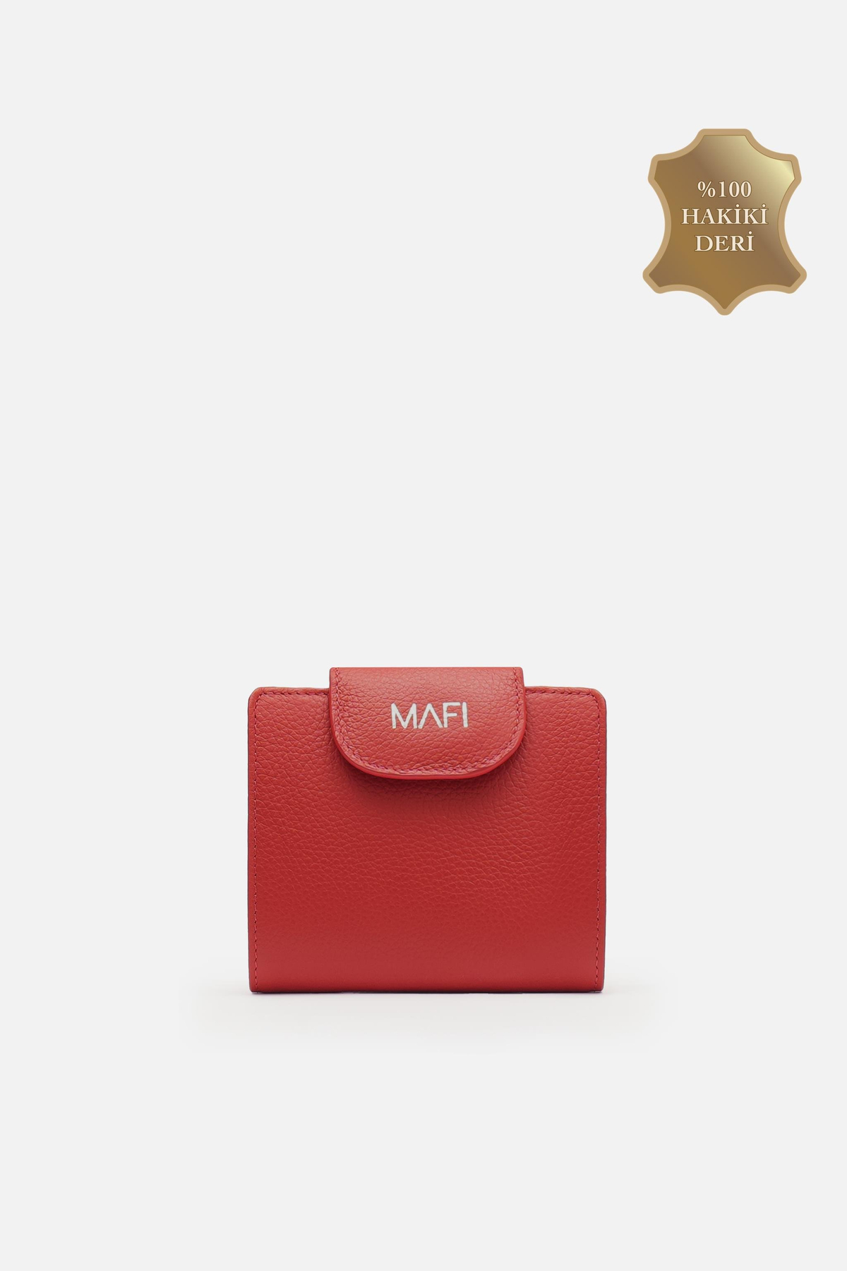 Mafi Nomed  %100 Doğal Kırımızı Deri Kompakt Cüzdan – 11×10 cm