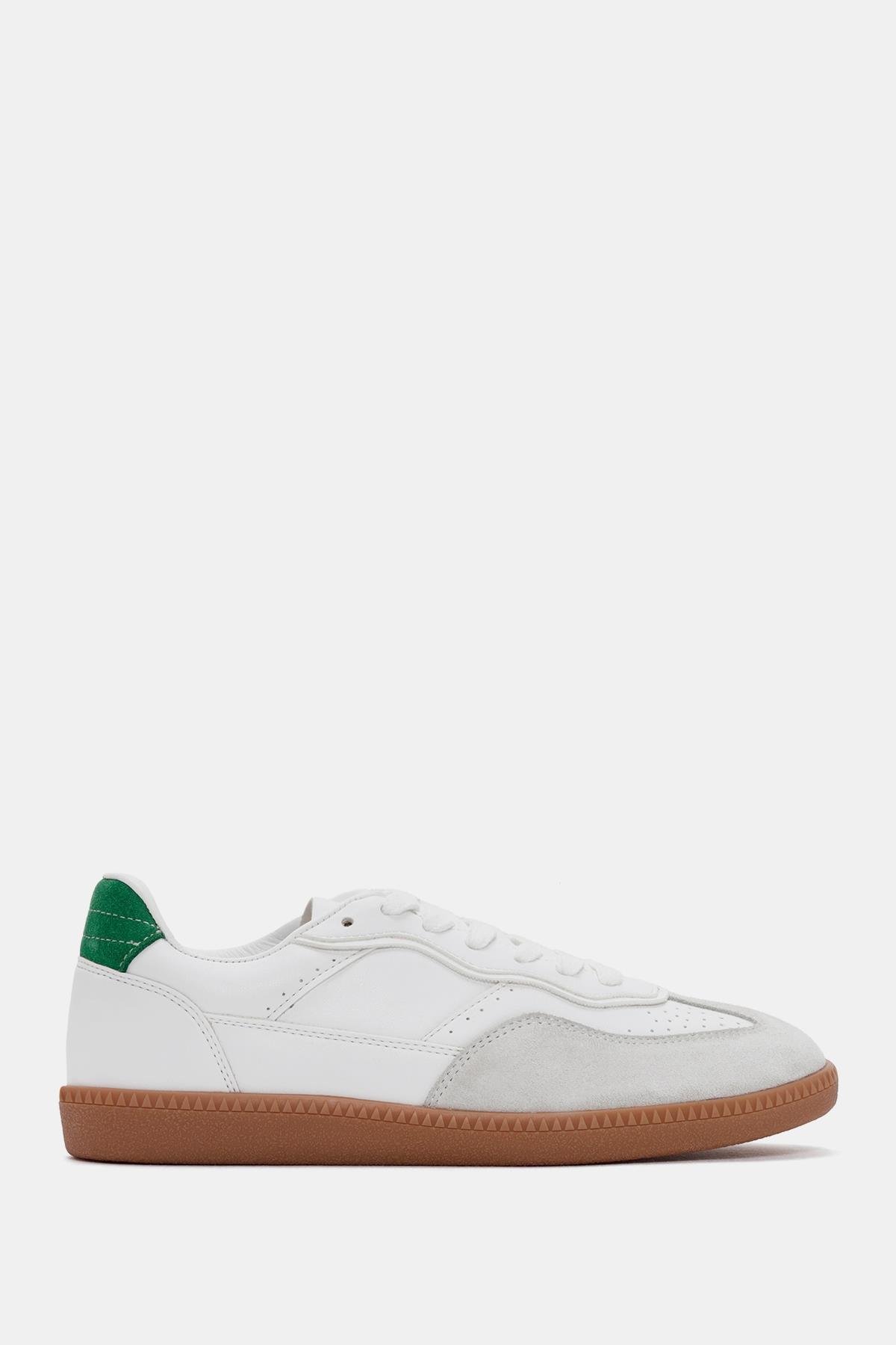 Celtic Kadın Beyaz-Yeşil Suni Deri Sneaker