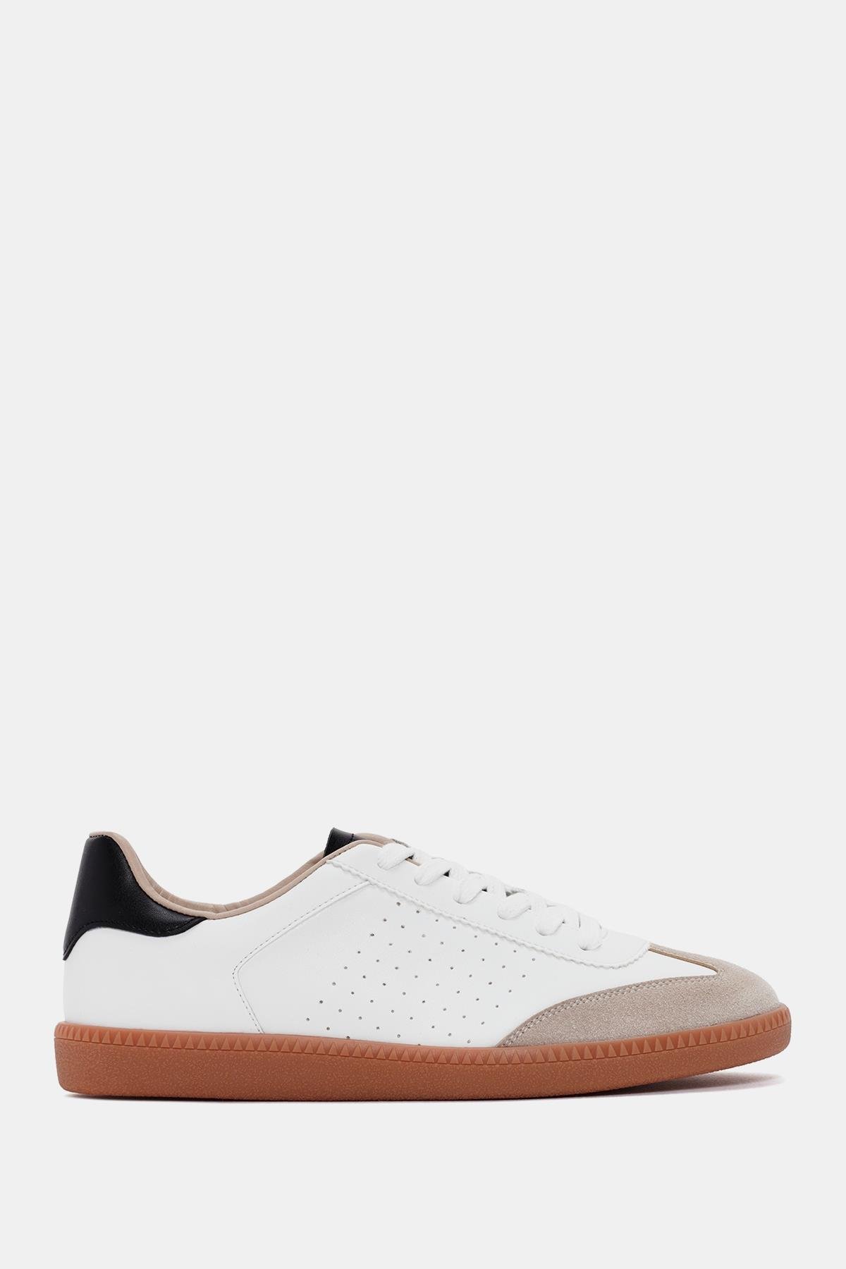 Atlanta Kadın Beyaz-Siyah Suni Deri  Sneaker