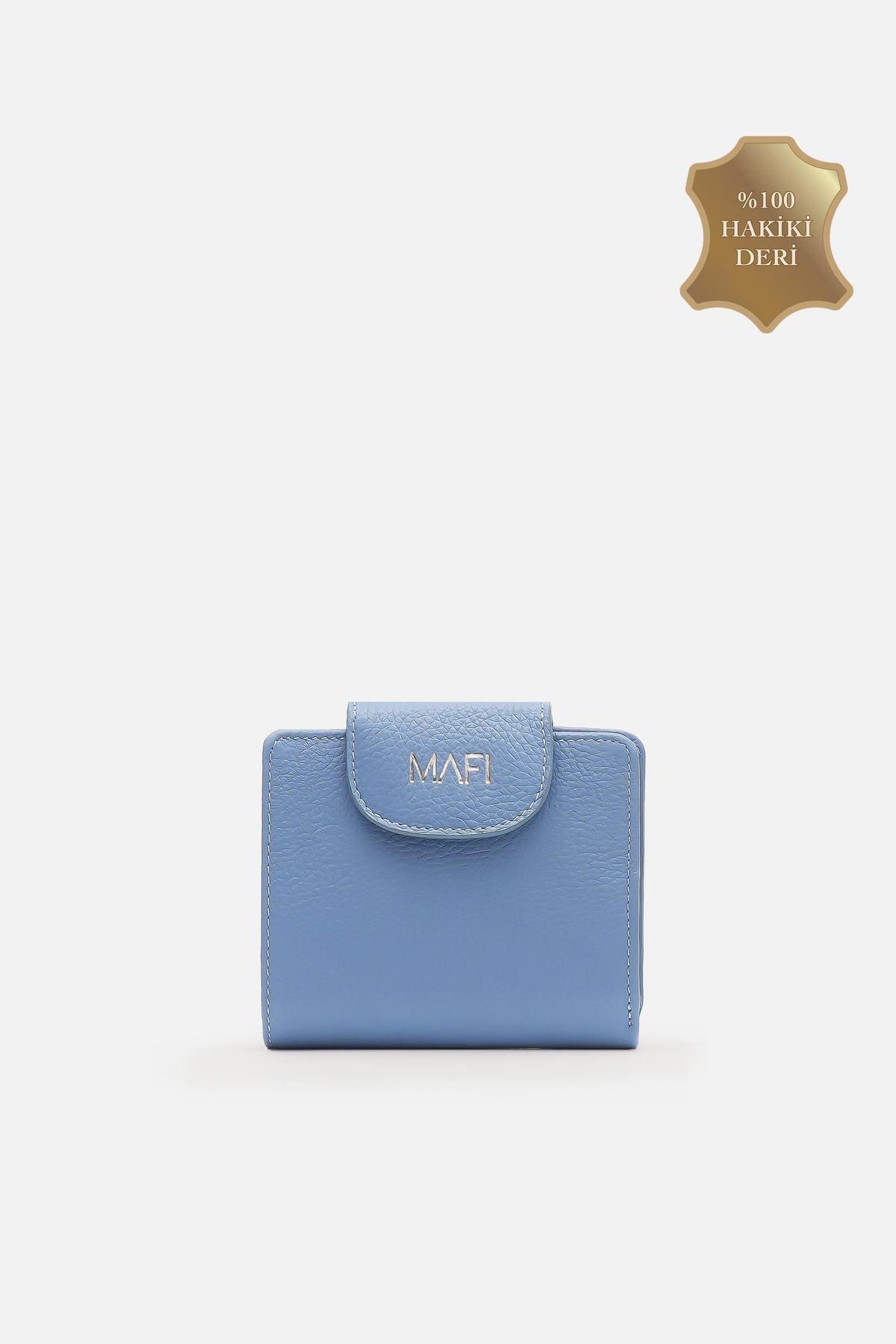 Mafi Nomed  %100 Doğal Mavi Deri Kompakt Cüzdan – 11×10 cm