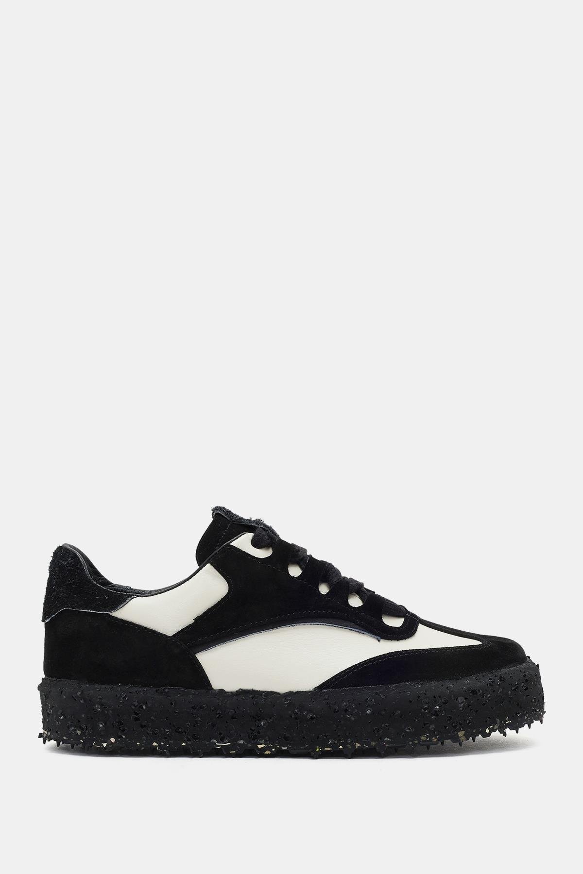 Rayn Kadın Siyah Beyaz Gerçek Süet Deri Sneaker