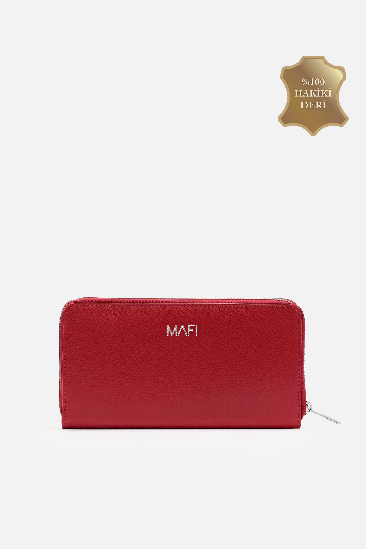 MAFI Masted %100 Hakiki Deri Kırmızı Fermuarlı Kadın Cüzdan