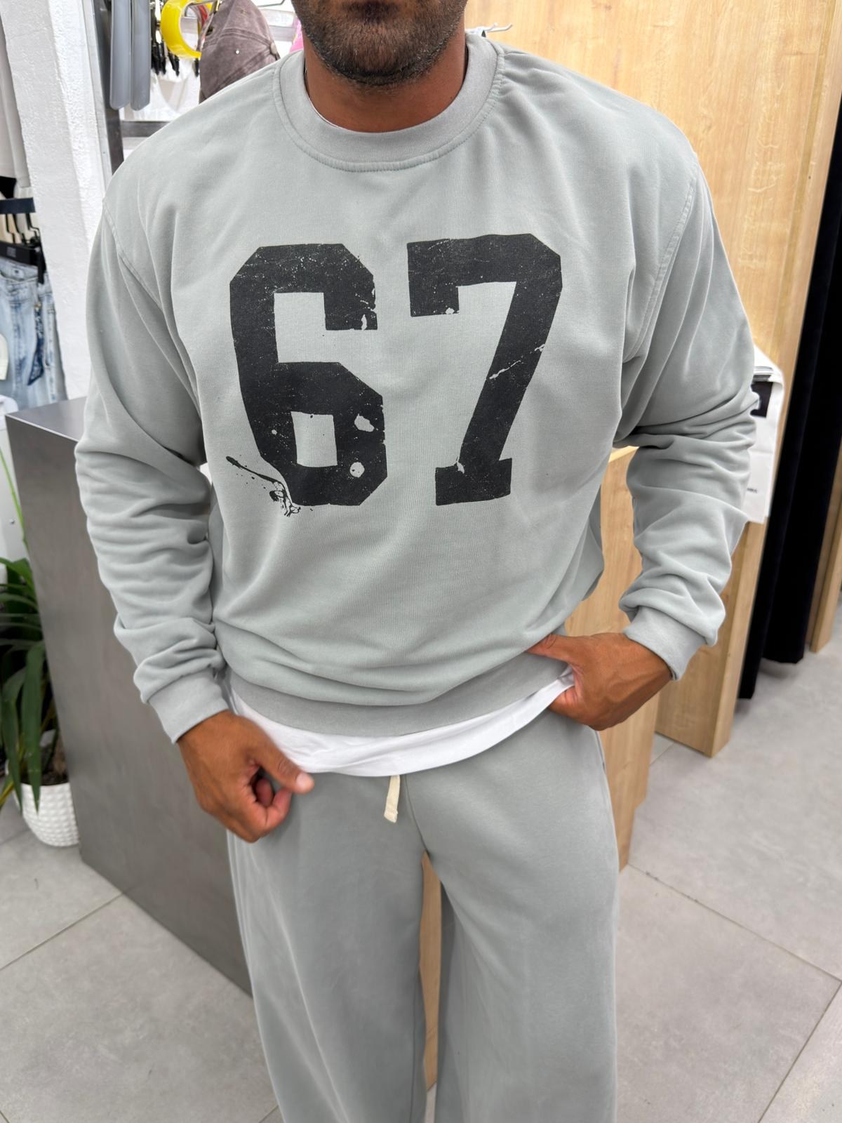 Catch Yıkamalı Fırçalı Kumaş Sweat Gri