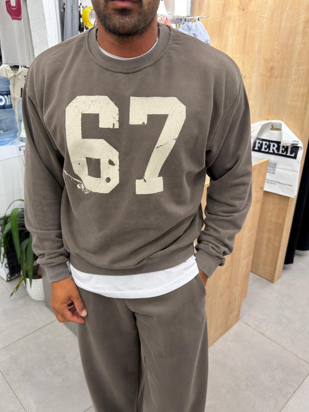 Catch Yıkamalı Fırçalı Kumaş Sweat Vizon