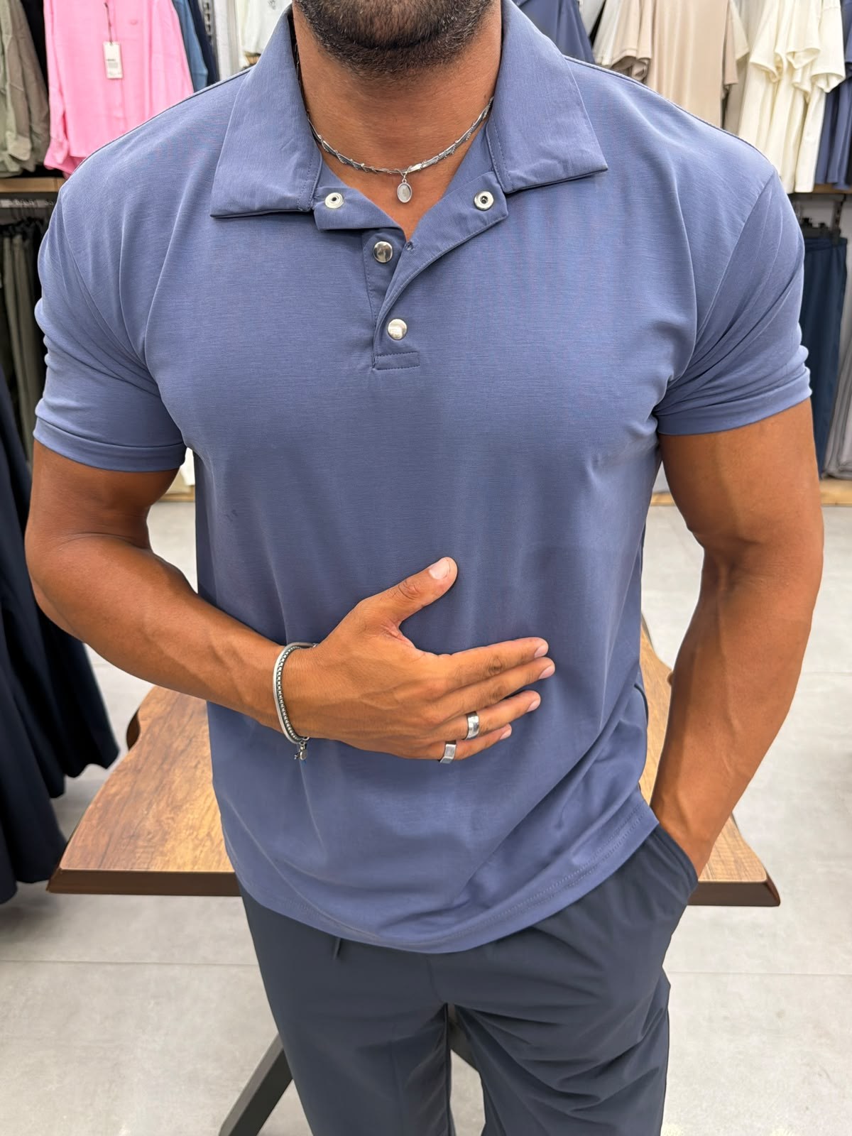 Ferel Yıkamalı Modal Tshirt İndigo
