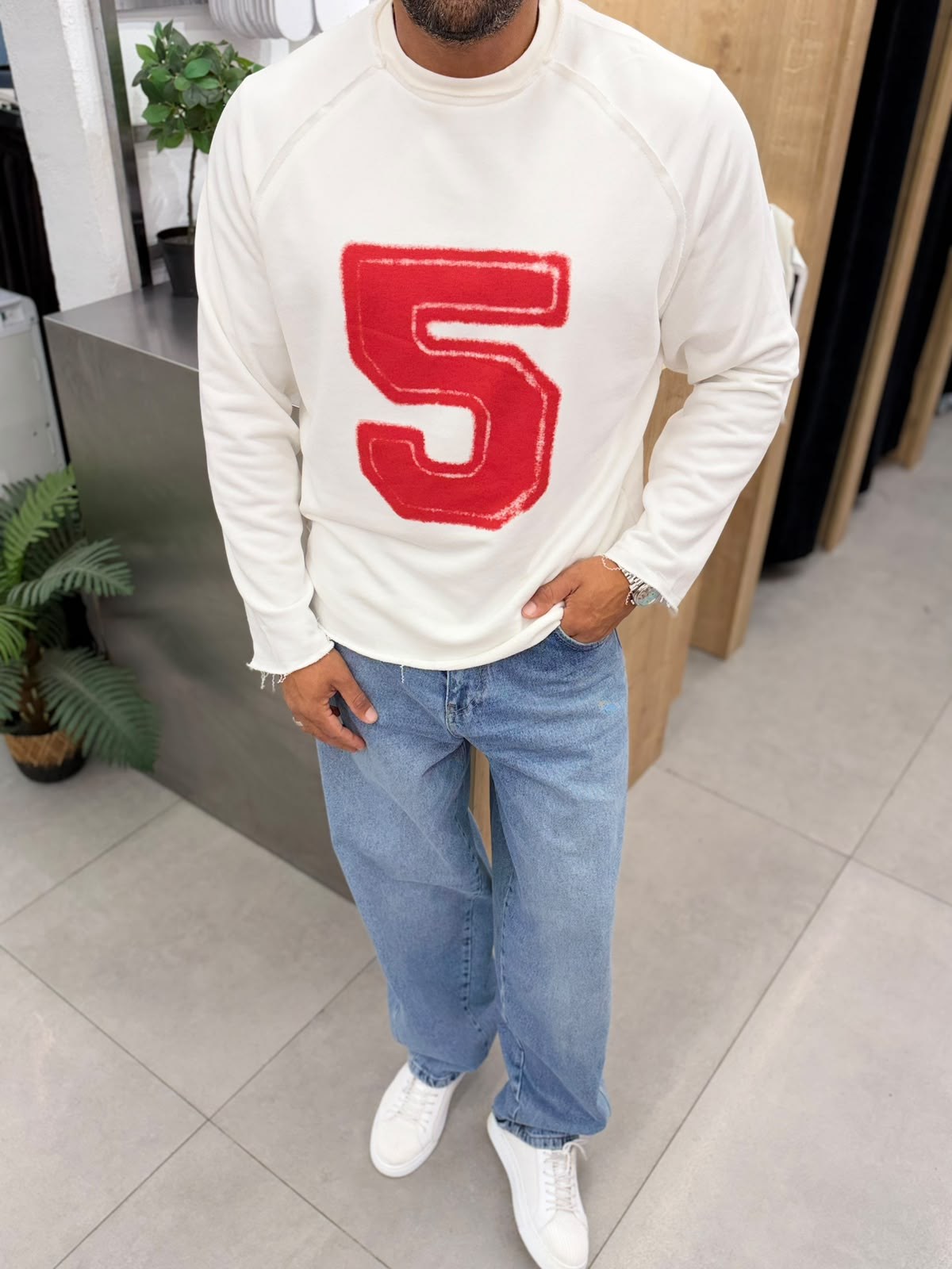 Vamos 5 Numaralı Sweat Beyaz