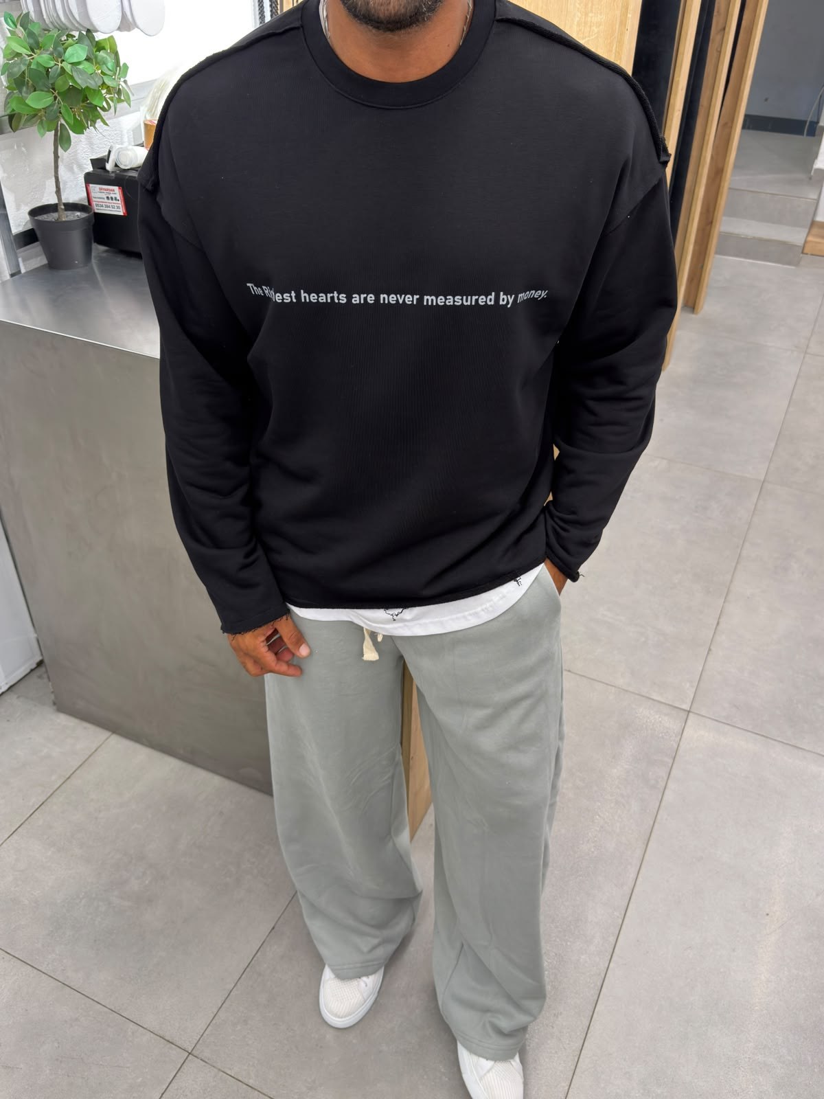 Vamos Pis Detay Oversize Sweat Siyah