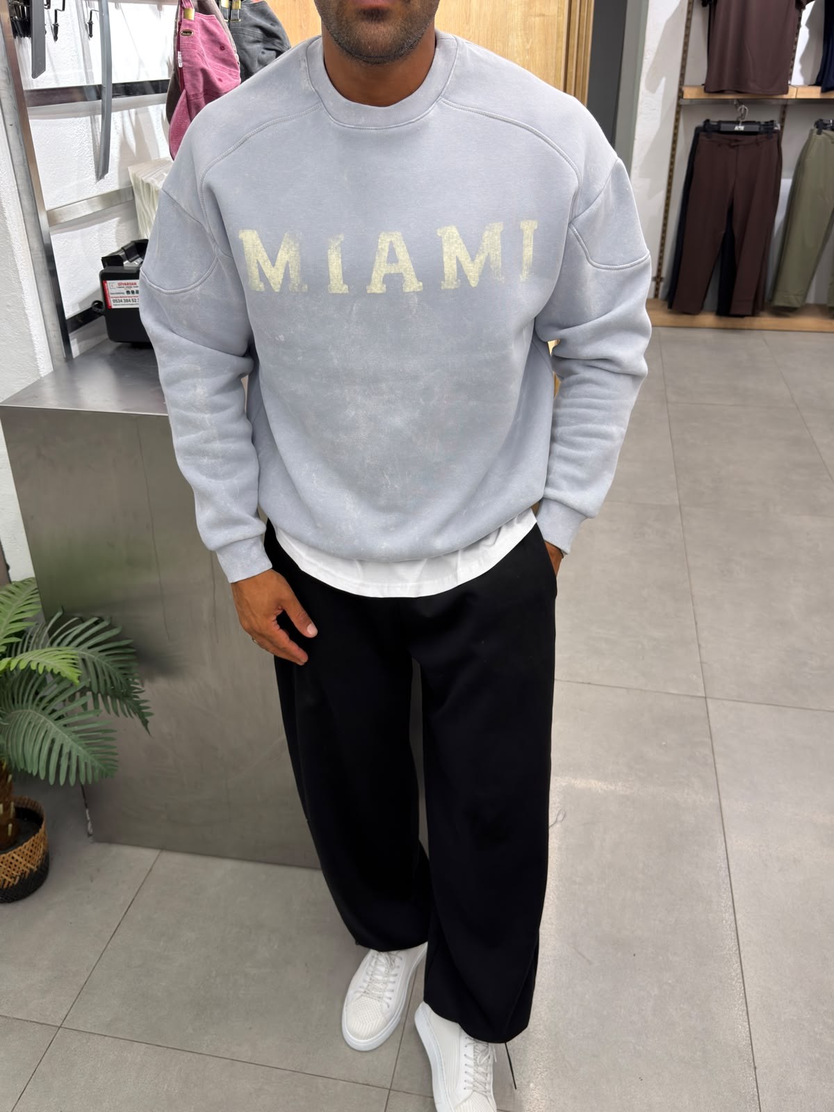 Vamos Yıkamalı Üst Kalite Sweat Gri