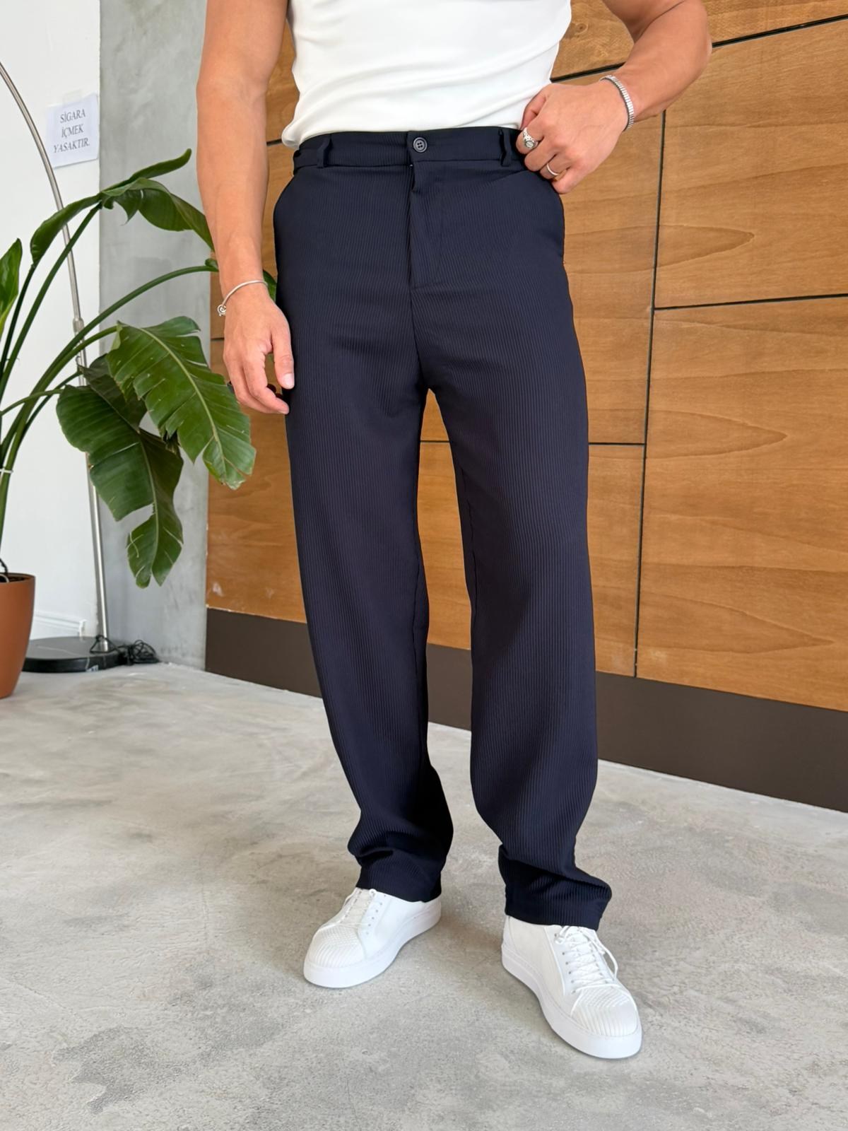 We11 Fitilli Ottoman Pantolon Lacivert