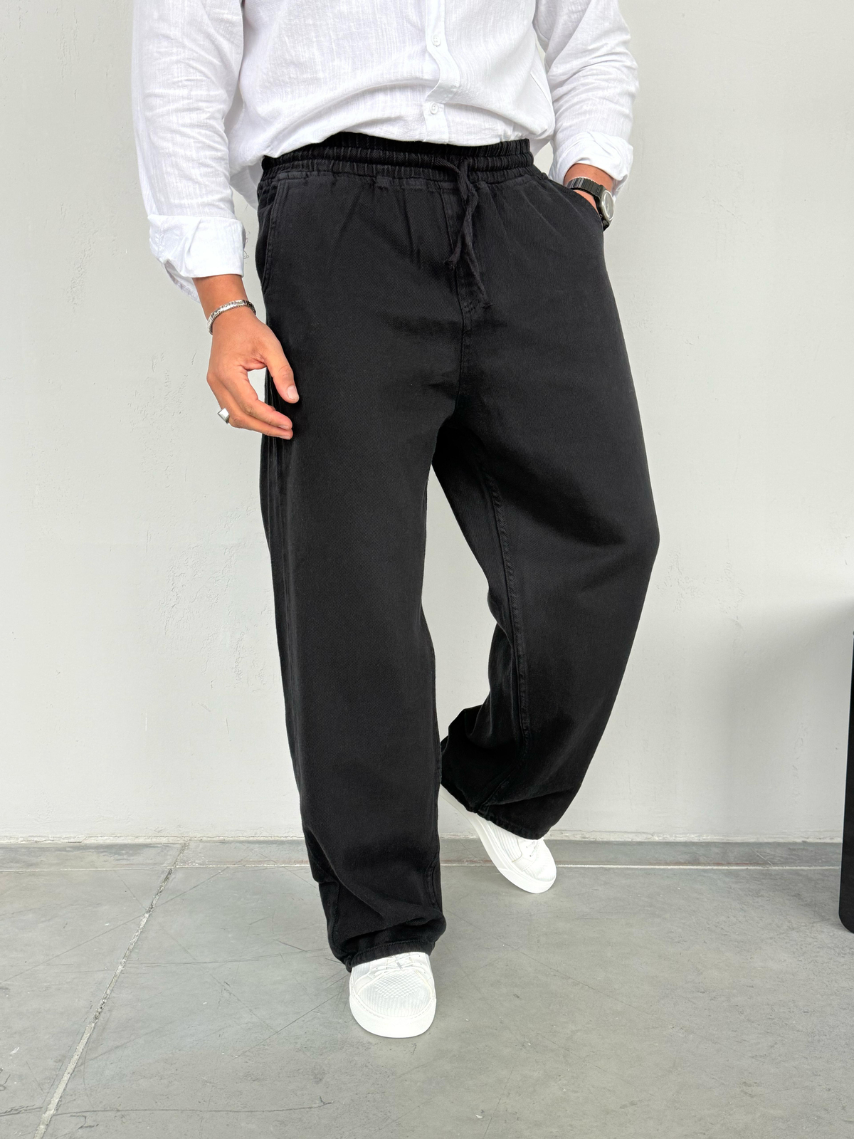 We11 Yıkamalı Baggy Pantolon Siyah