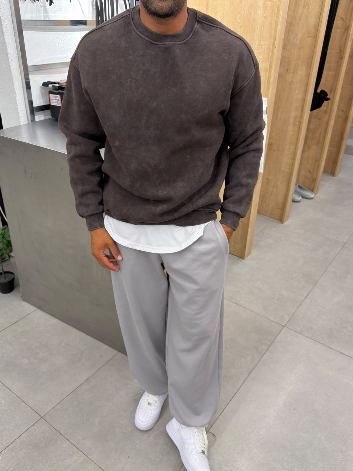 Yıkamalı Basic Sweat Kahve