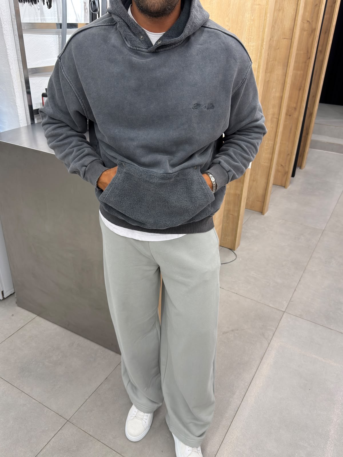 Yıkamalı Yüksek Kalite Sweatshirt Antrasit