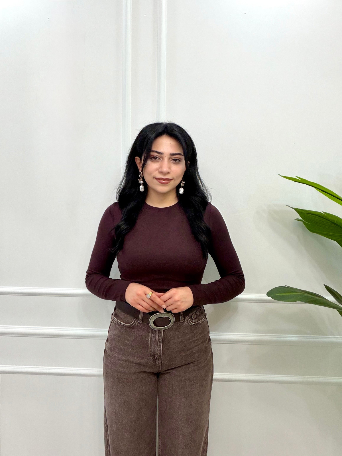 Ribana Uzun Kollu Bluz Kahve