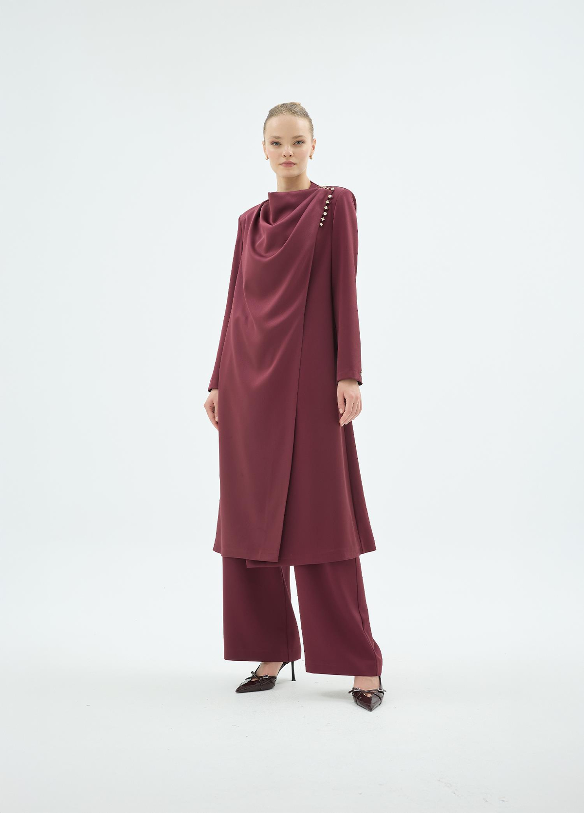 Natali Ceket Pantolon 2li Takım Bordo