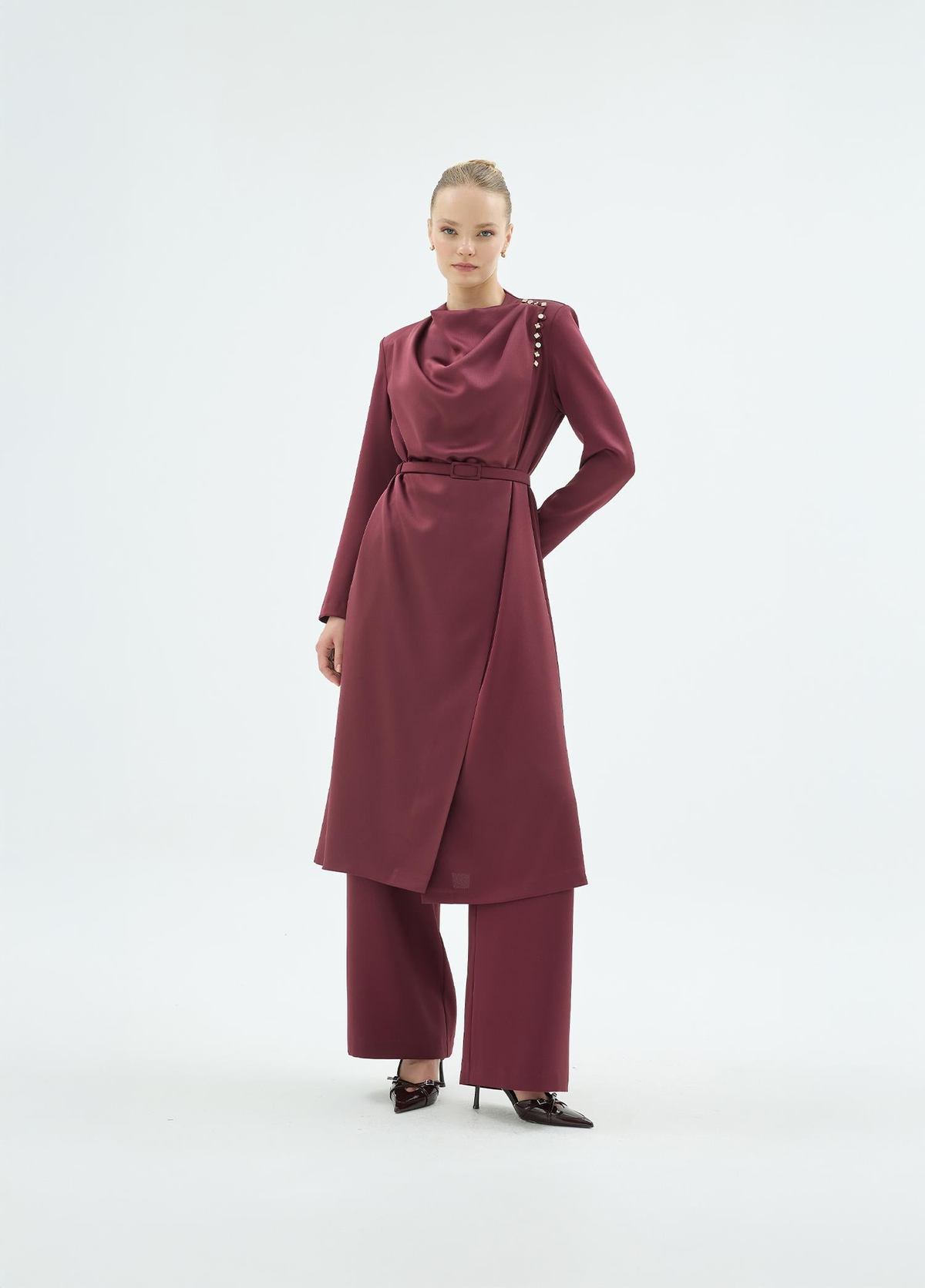 Natali Ceket Pantolon 2li Takım Bordo