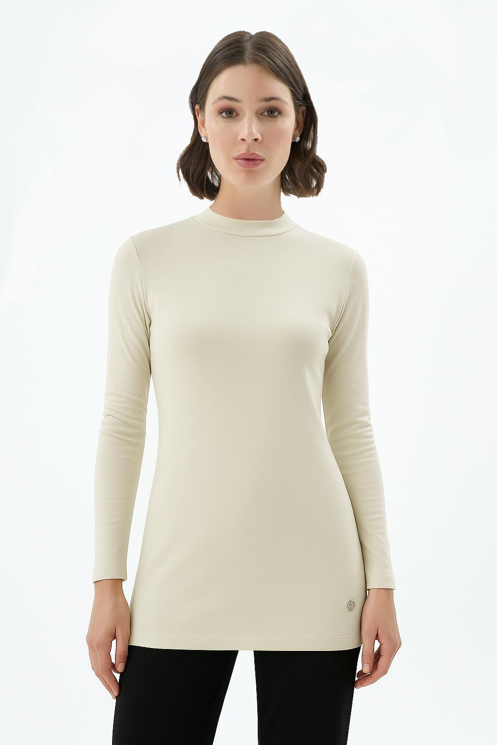 Tilda Uzun Kollu Slimfit Basic Body Ekru