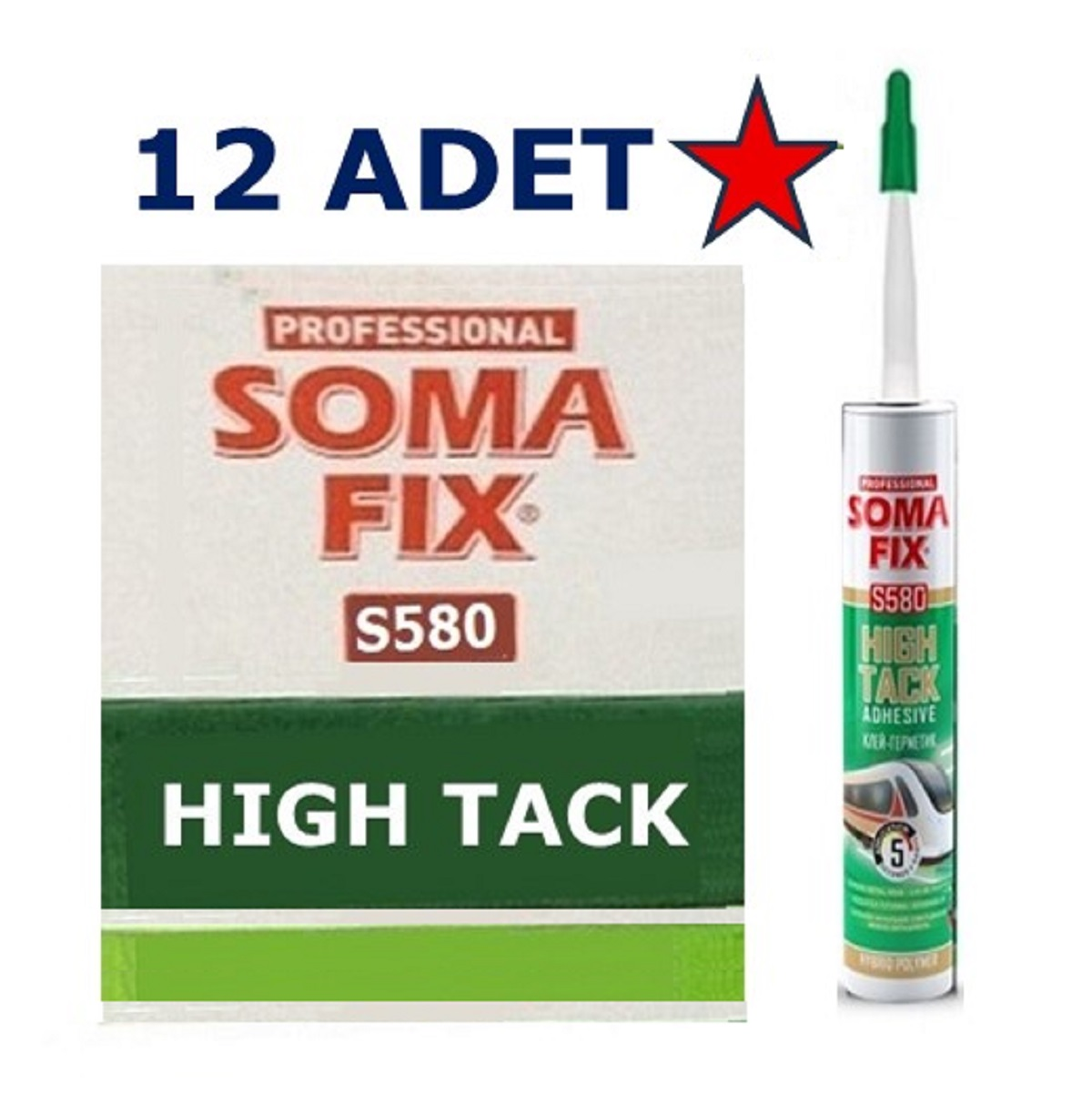 12 Adet 290 ml Somafix Beyaz Hibrid High Tack Hızlı Çok Amaçlı Suya Dayanıklı Korniş Yapıştırıcı